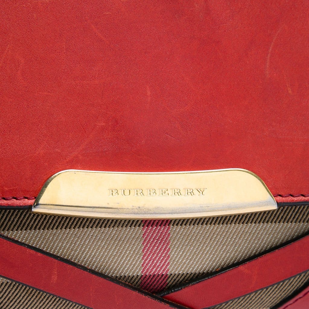 Burberry Leather and House Check Canvas Bridle Abbott Crossbody