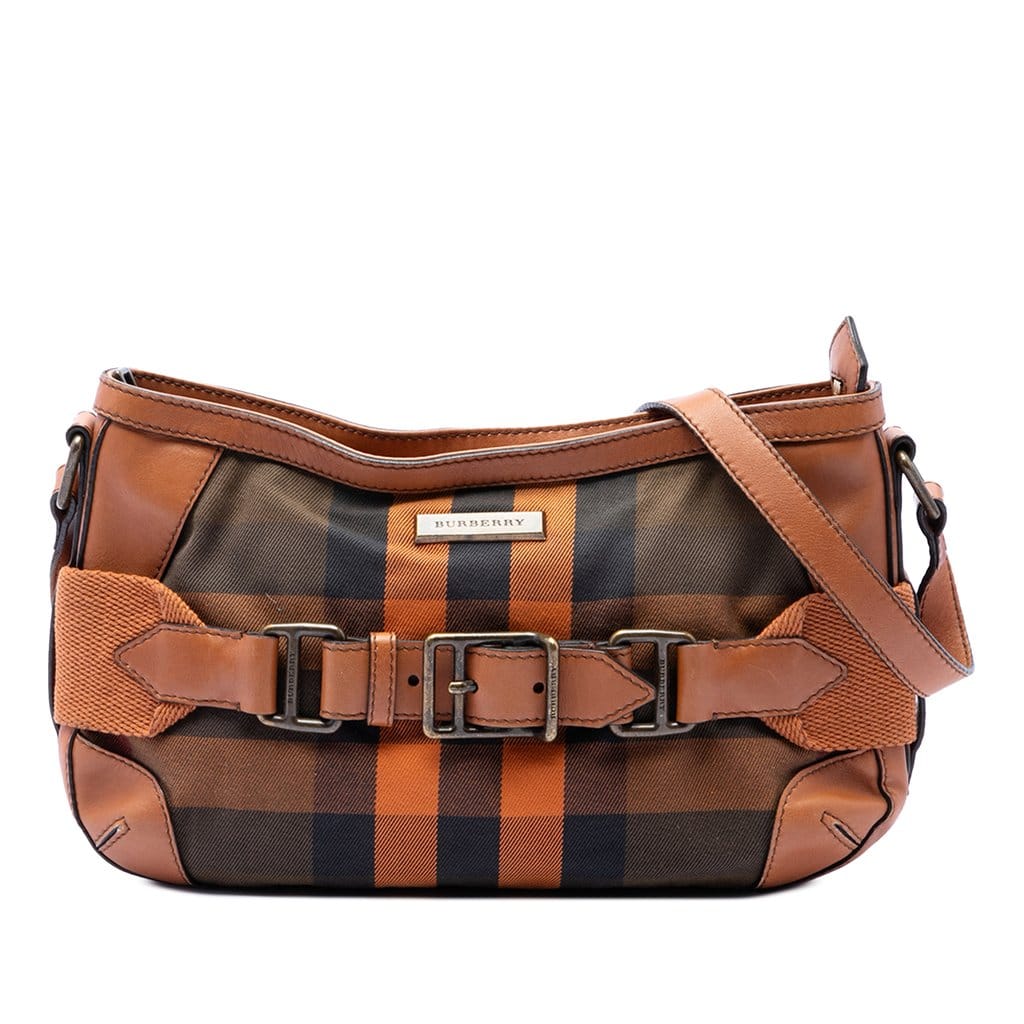 Burberry Mega Check Canvas and Leather Belted Crossbody