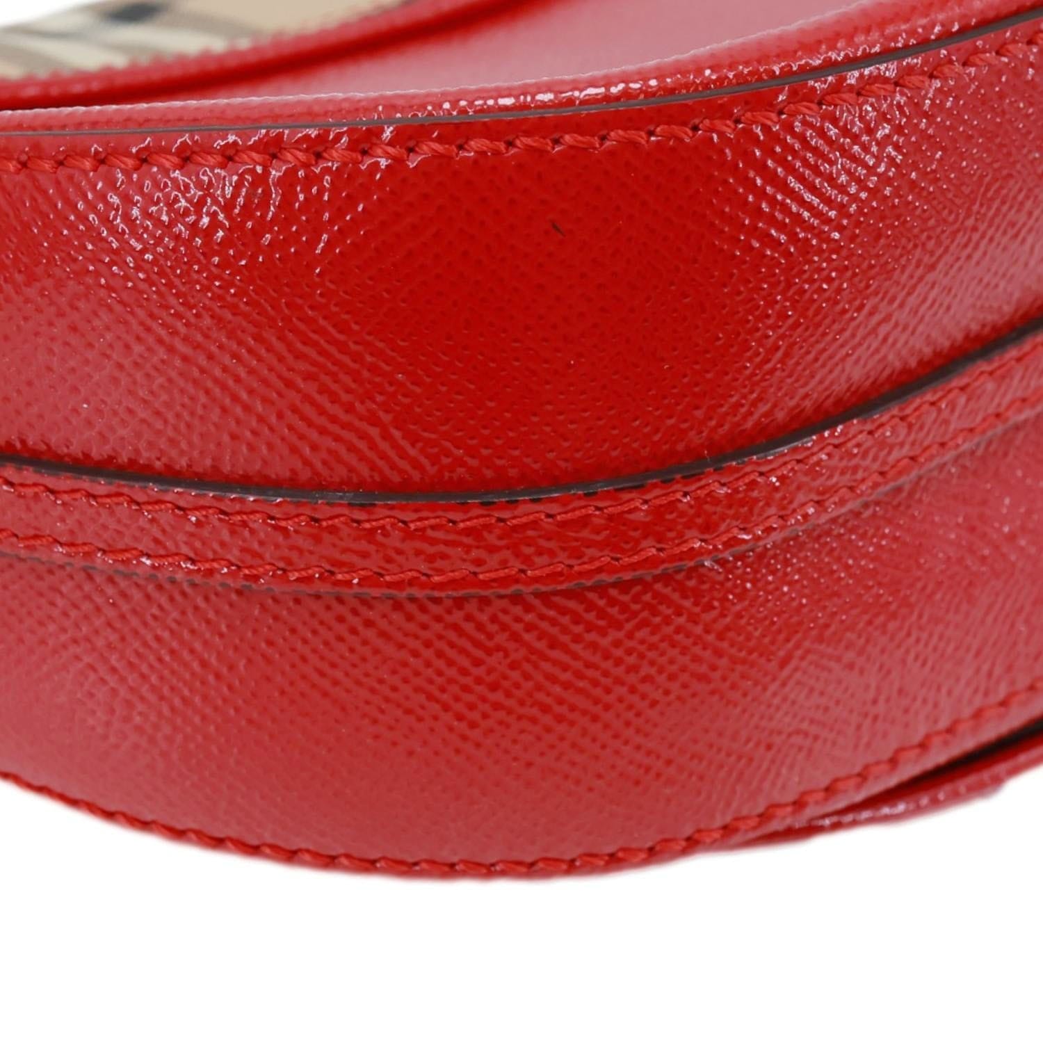 BURBERRY Maydown Haymarket Check Leather Crossbody Bag Red