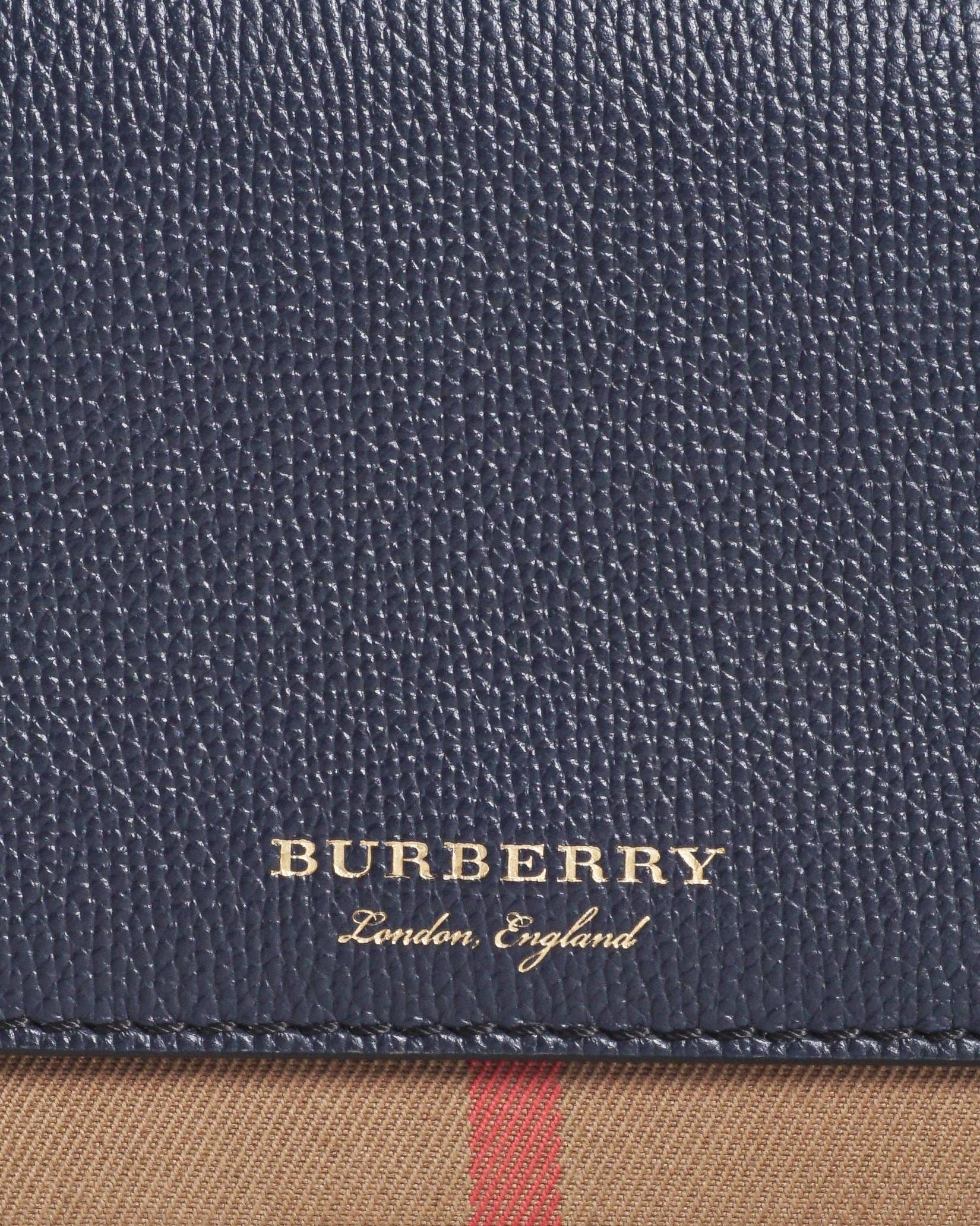 Burberry Hampshire Black Leather & House Check Wallet on Chain Crossbody Bag