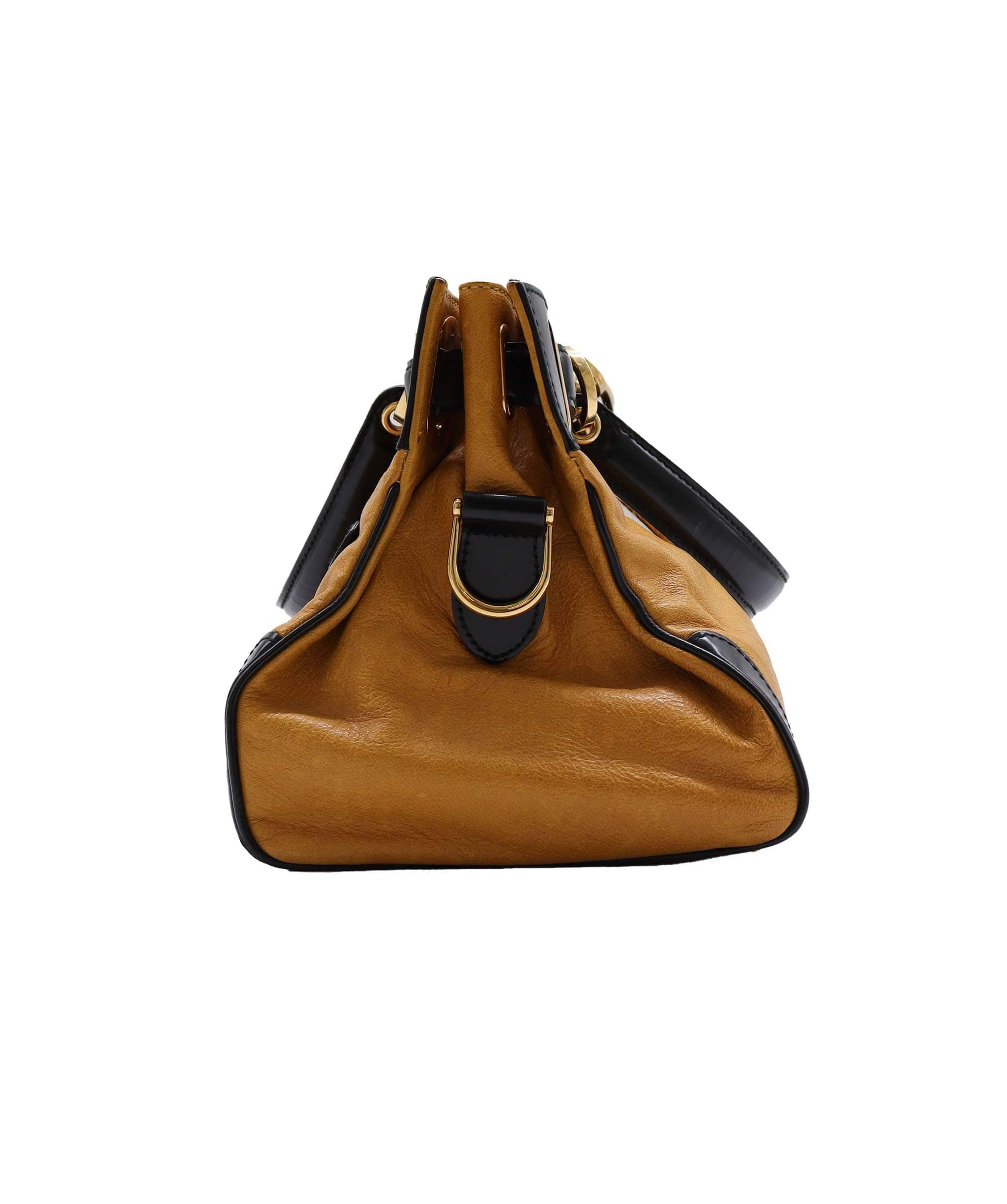 Balenciaga Lune Black & Mustard Leather Handbag RJL1425