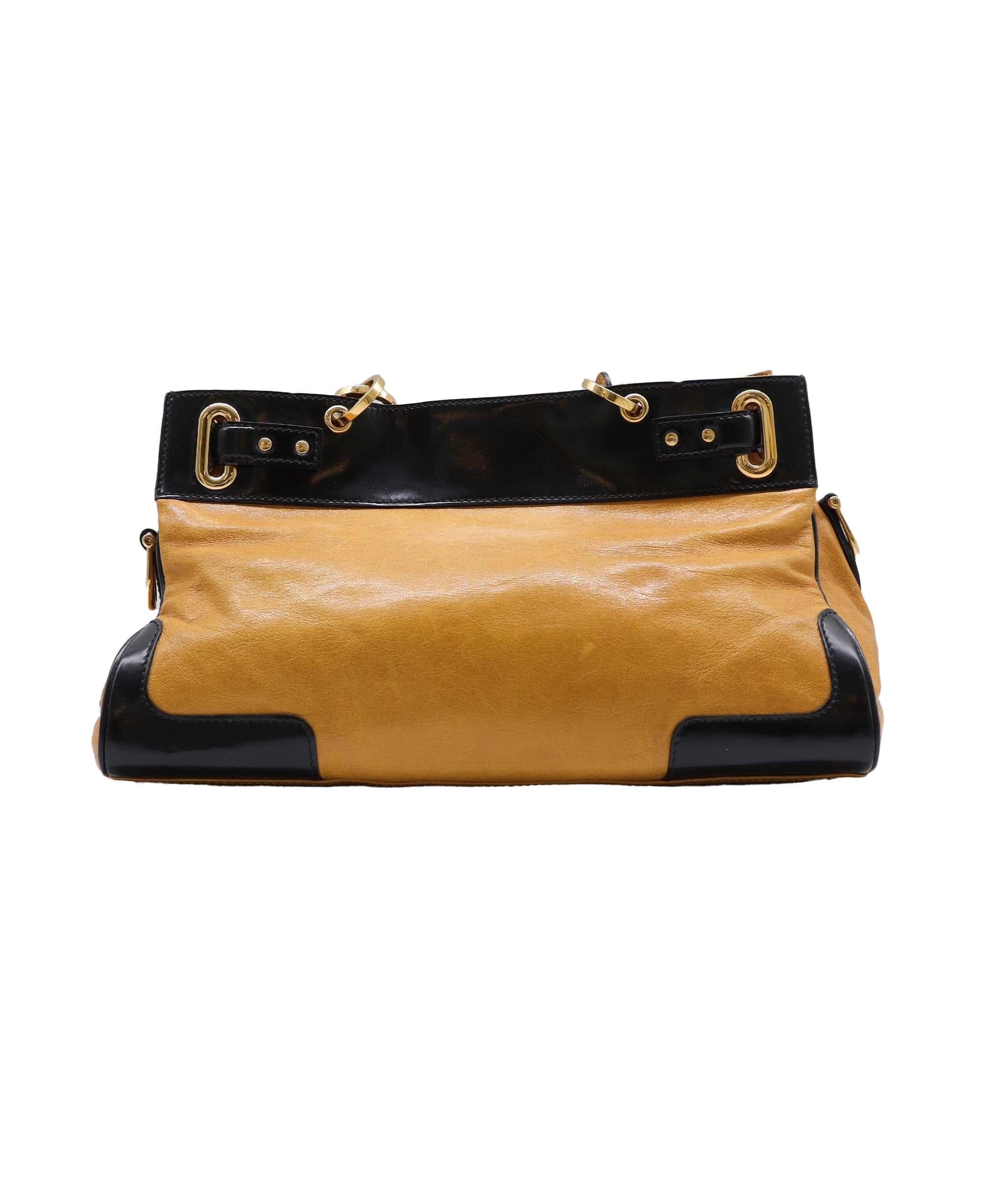 Balenciaga Lune Black & Mustard Leather Handbag RJL1425