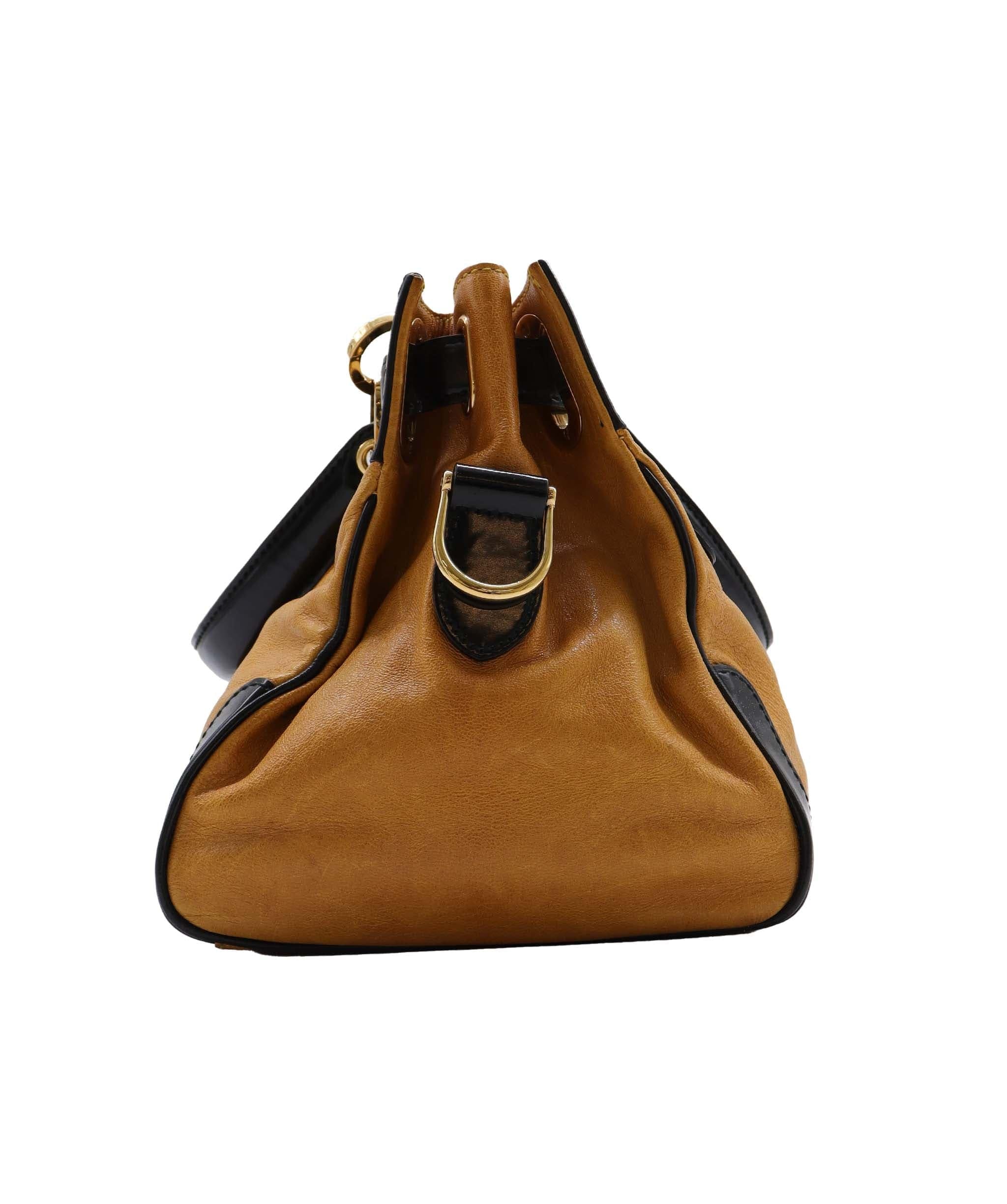 Balenciaga Lune Black & Mustard Leather Handbag RJL1425