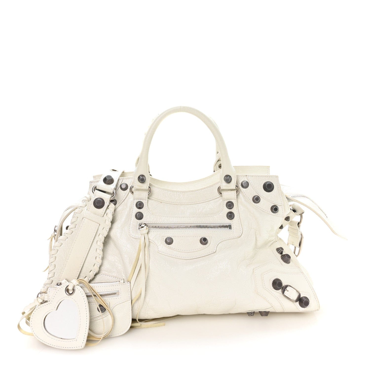 Balenciaga Agneau Arena Neo Cagole City Handbag Optic White