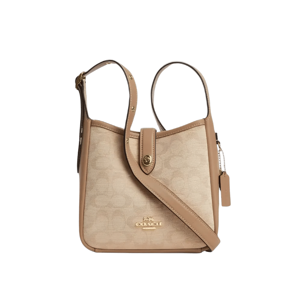 Coach Hadley Mini Crossbody Bag With Signature Canvas in Gold Dark Natural