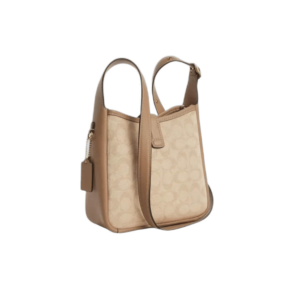 Coach Hadley Mini Crossbody Bag With Signature Canvas in Gold Dark Natural