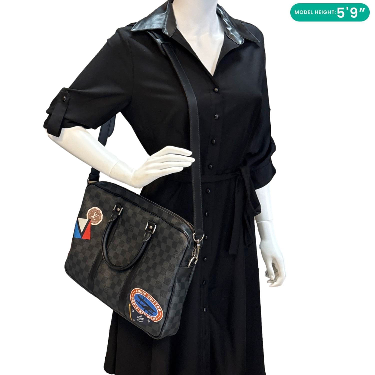 LOUIS VUITTON Porte Documents Voyage Damier Graphite Crossbody Bag Black