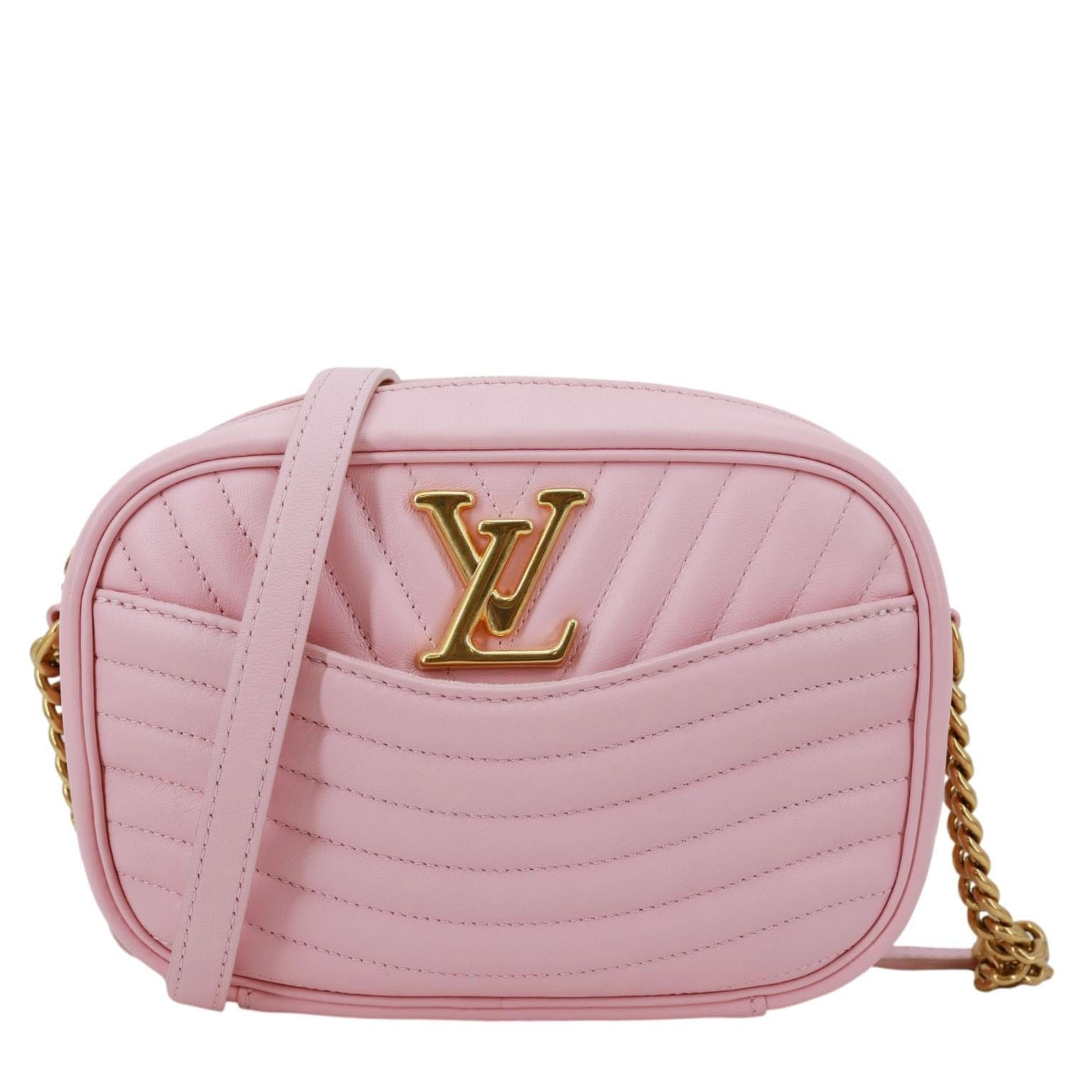 LOUIS VUITTON New Wave Quilted Leather Camera Crossbody Bag Pink