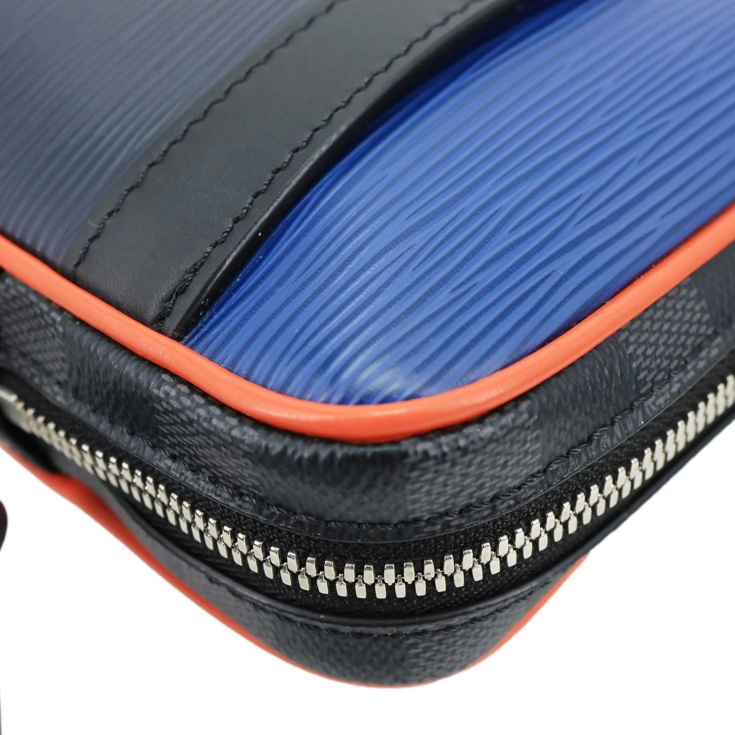 LOUIS VUITTON Danube PM Slim Epi Leather Crossbody Bag Navy Blue