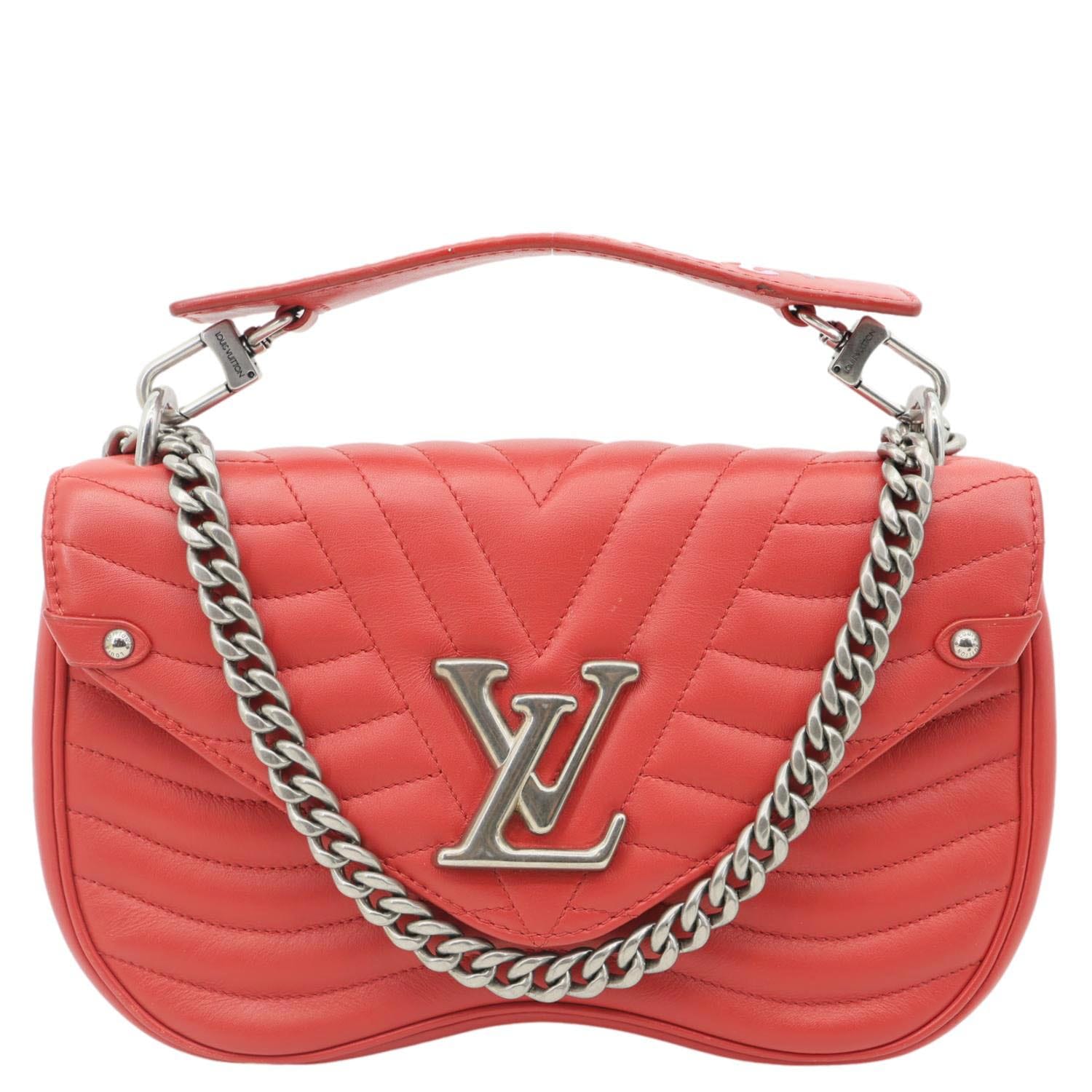 LOUIS VUITTON New Wave PM Leather Chain Crossbody Bag Red