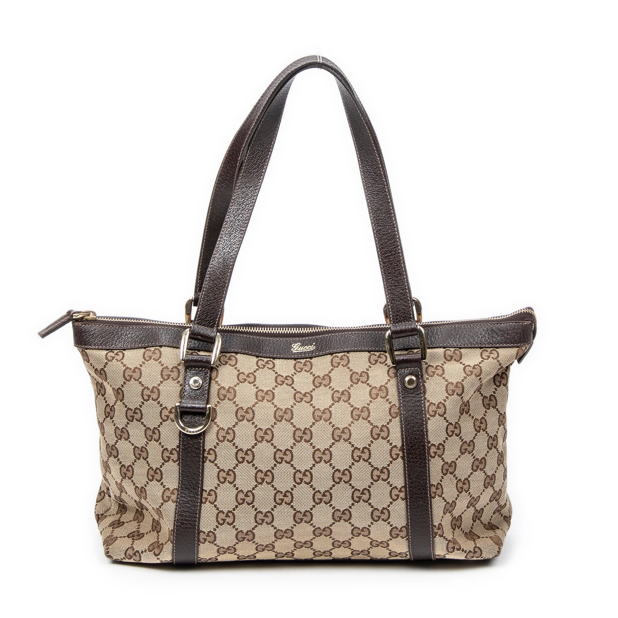 Gucci Brown/Beige Canvas Abbey Zip Tote ABC0950