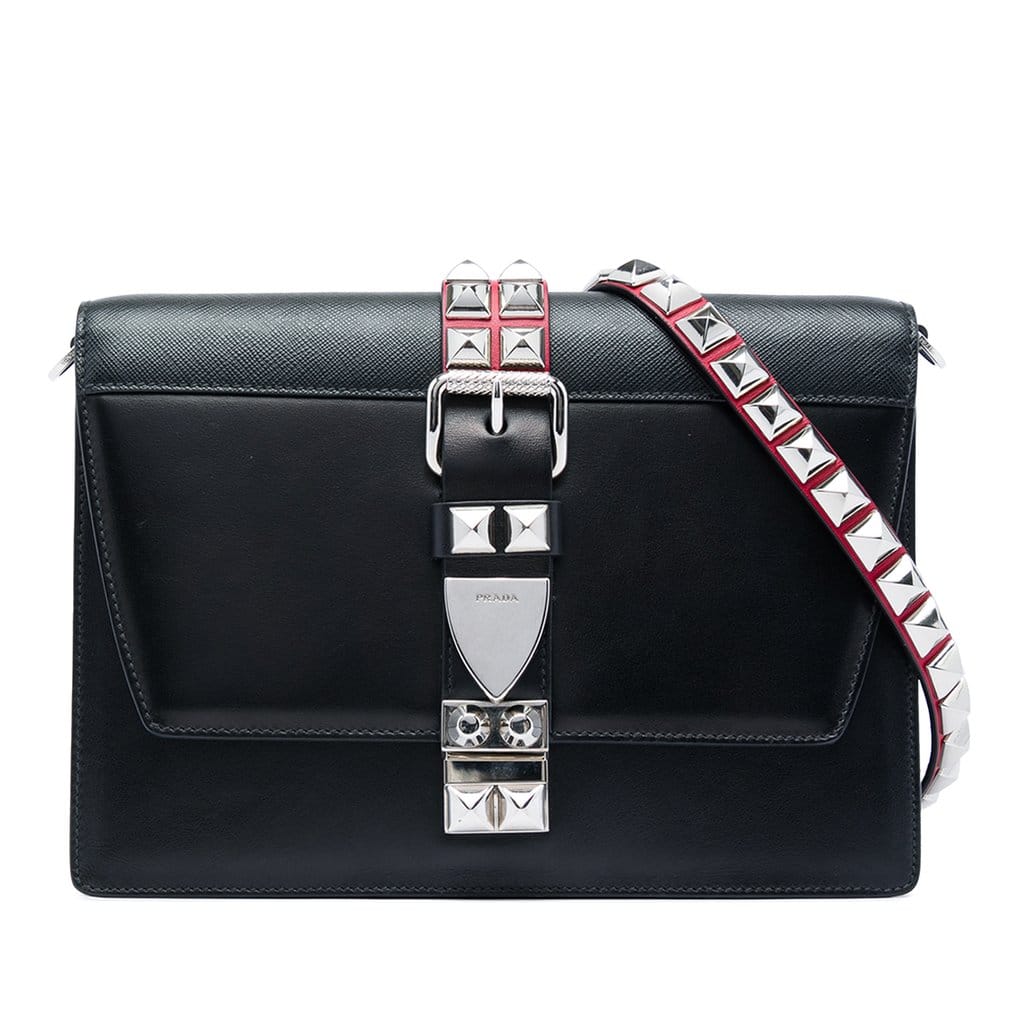 Prada City Calf and Saffiano Studded Elektra Crossbody