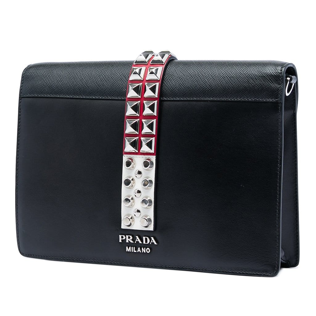 Prada City Calf and Saffiano Studded Elektra Crossbody