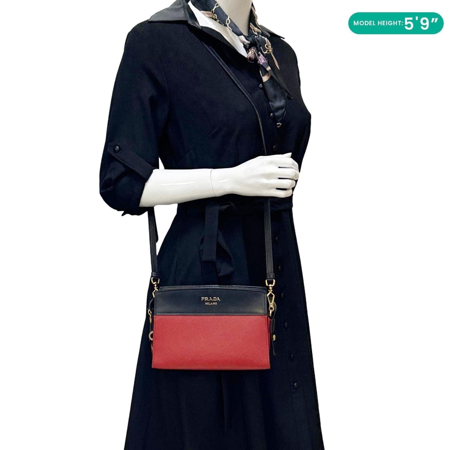 PRADA Esplanade Saffiano City Calfskin Leather Crossbody Bag Red