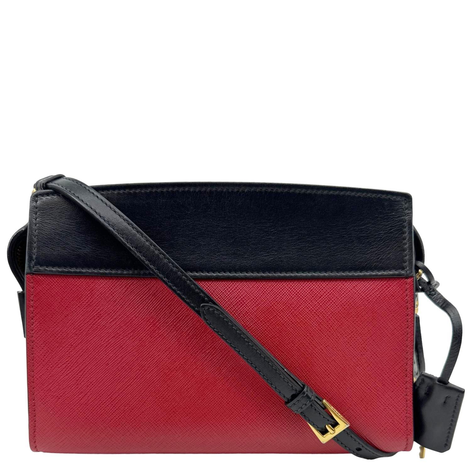 PRADA Esplanade Saffiano City Calfskin Leather Crossbody Bag Red