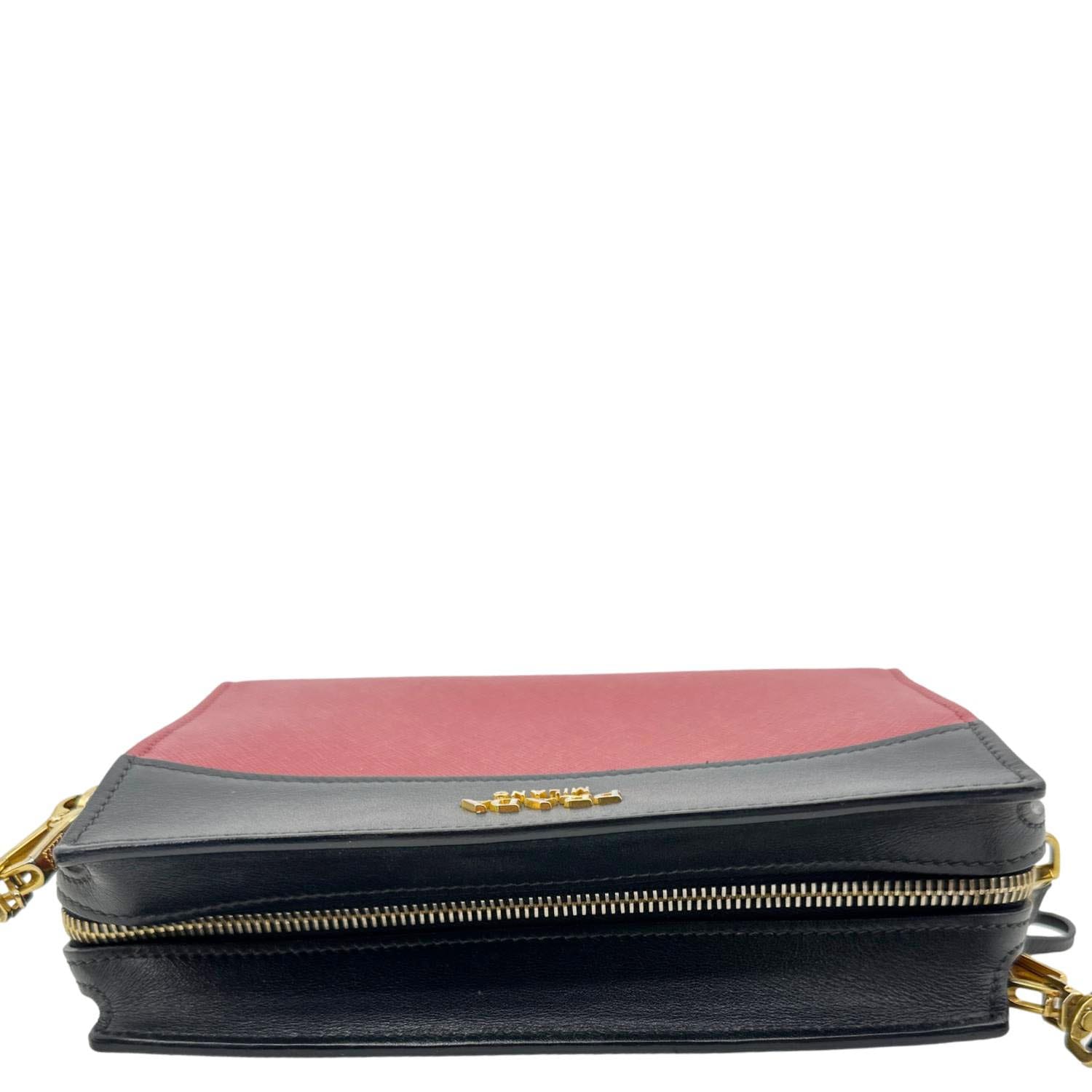 PRADA Esplanade Saffiano City Calfskin Leather Crossbody Bag Red