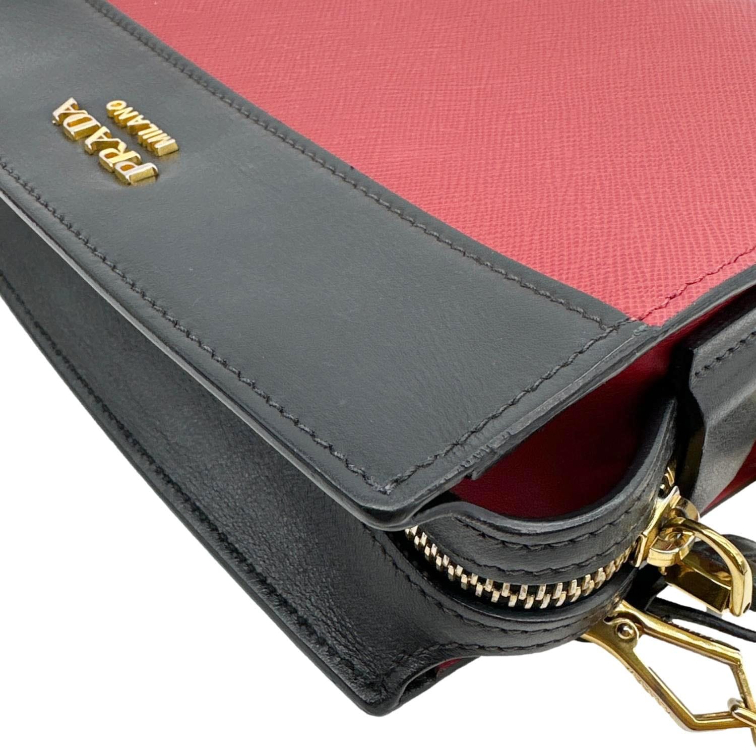 PRADA Esplanade Saffiano City Calfskin Leather Crossbody Bag Red