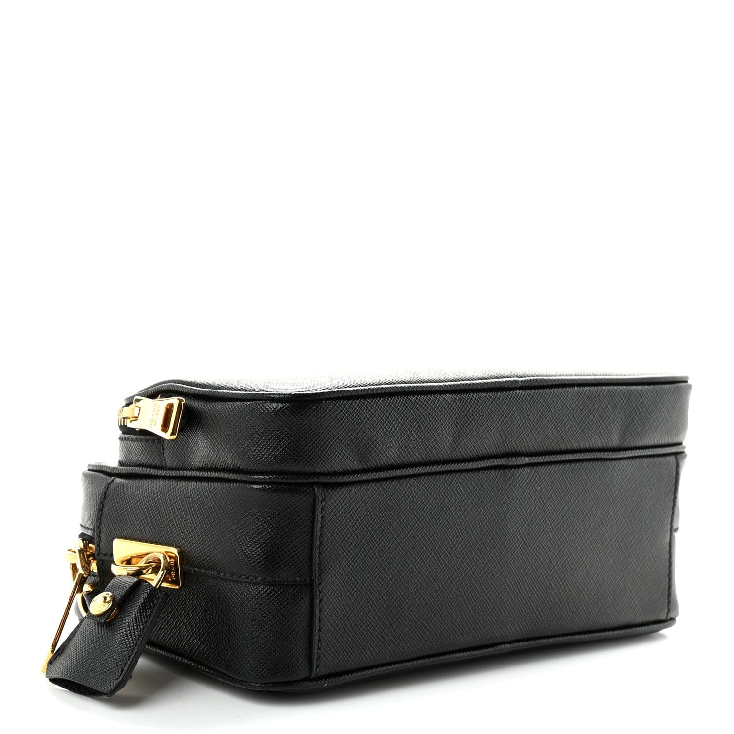 Prada Saffiano Lux Double Zip Crossbody Bag Black