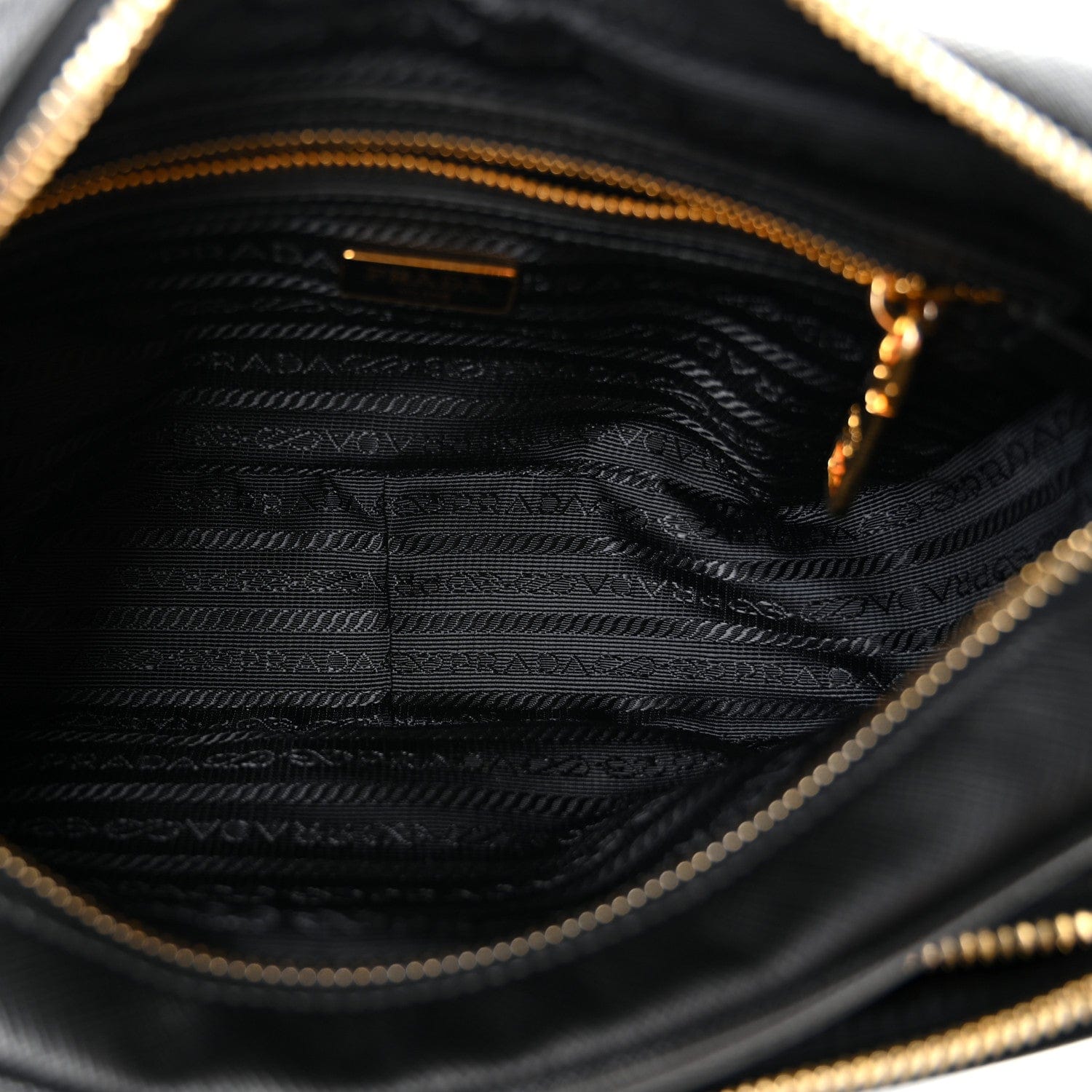 Prada Saffiano Lux Double Zip Crossbody Bag Black