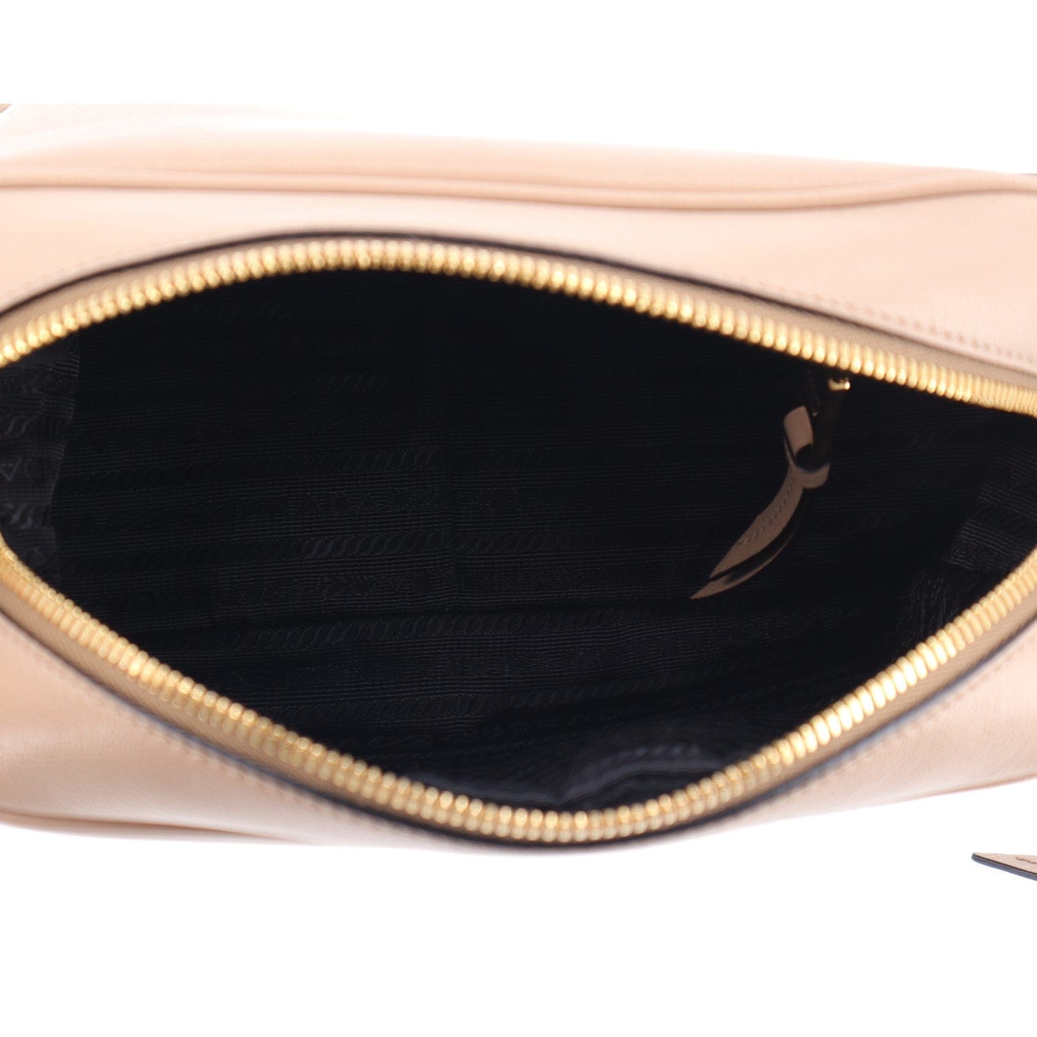 Prada Glace Calfskin Embossed Logo Crossbody Cammeo