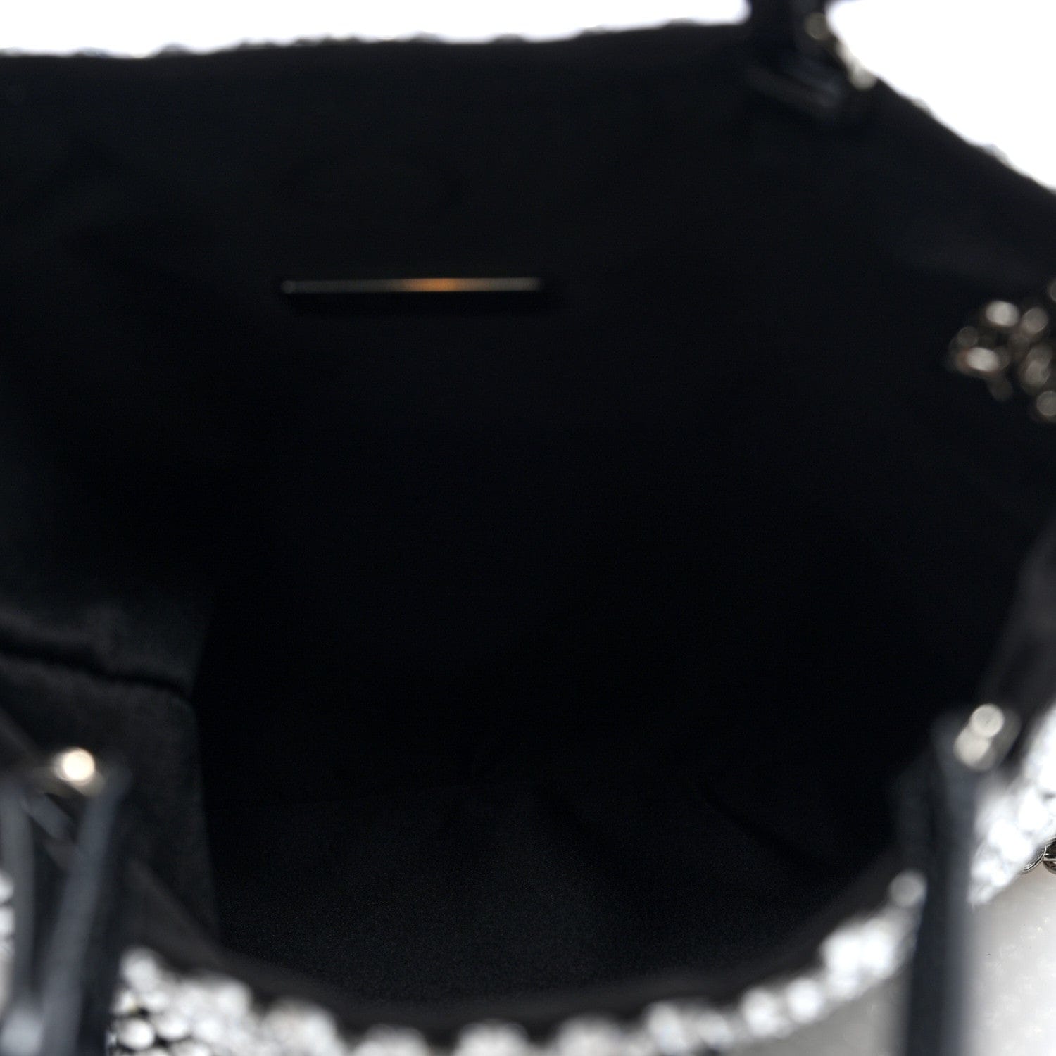 Prada Satin Crystal Metal Triangle Logo Chain Crossbody Handbag Cristal