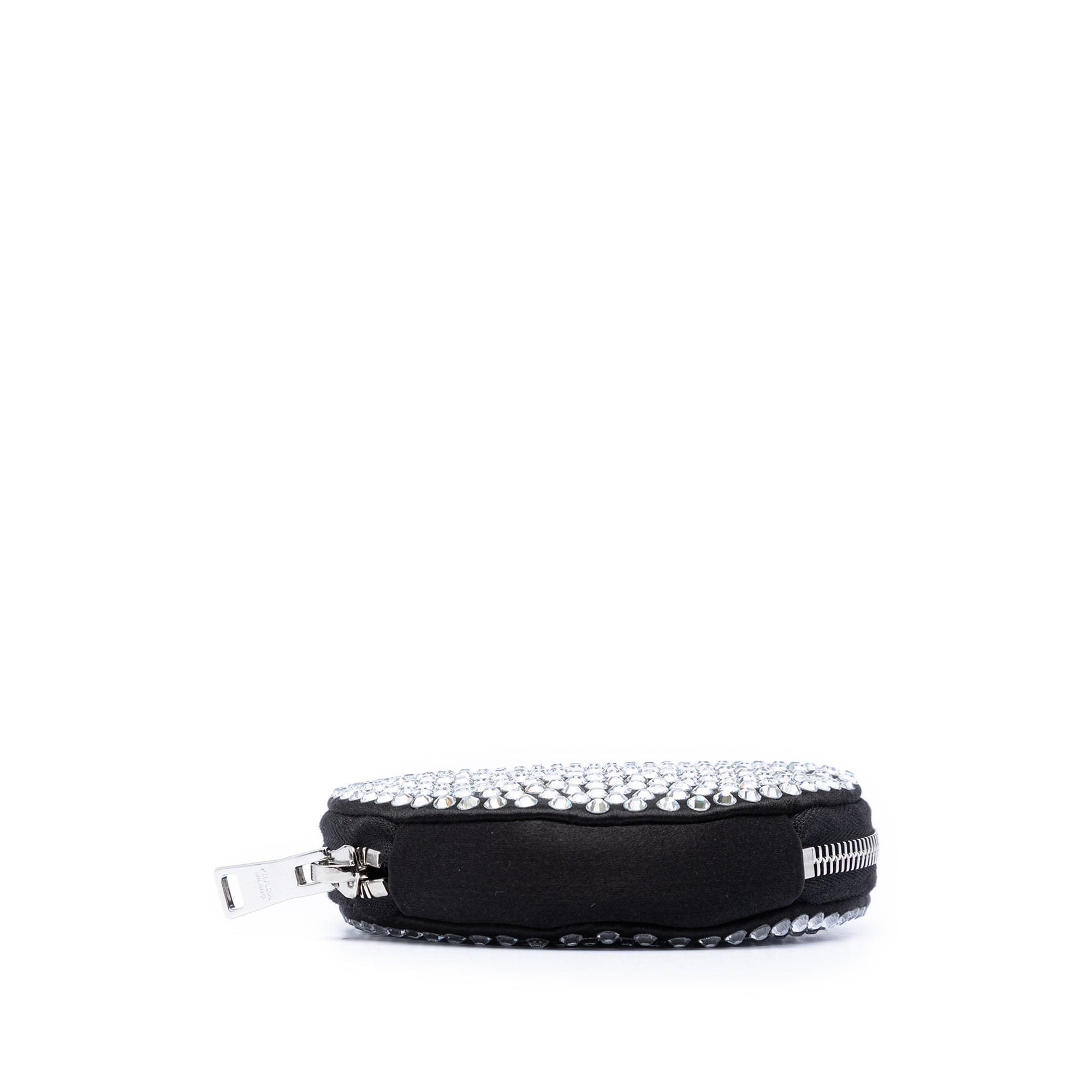 Prada Satin Crystal Round Chain Crossbody