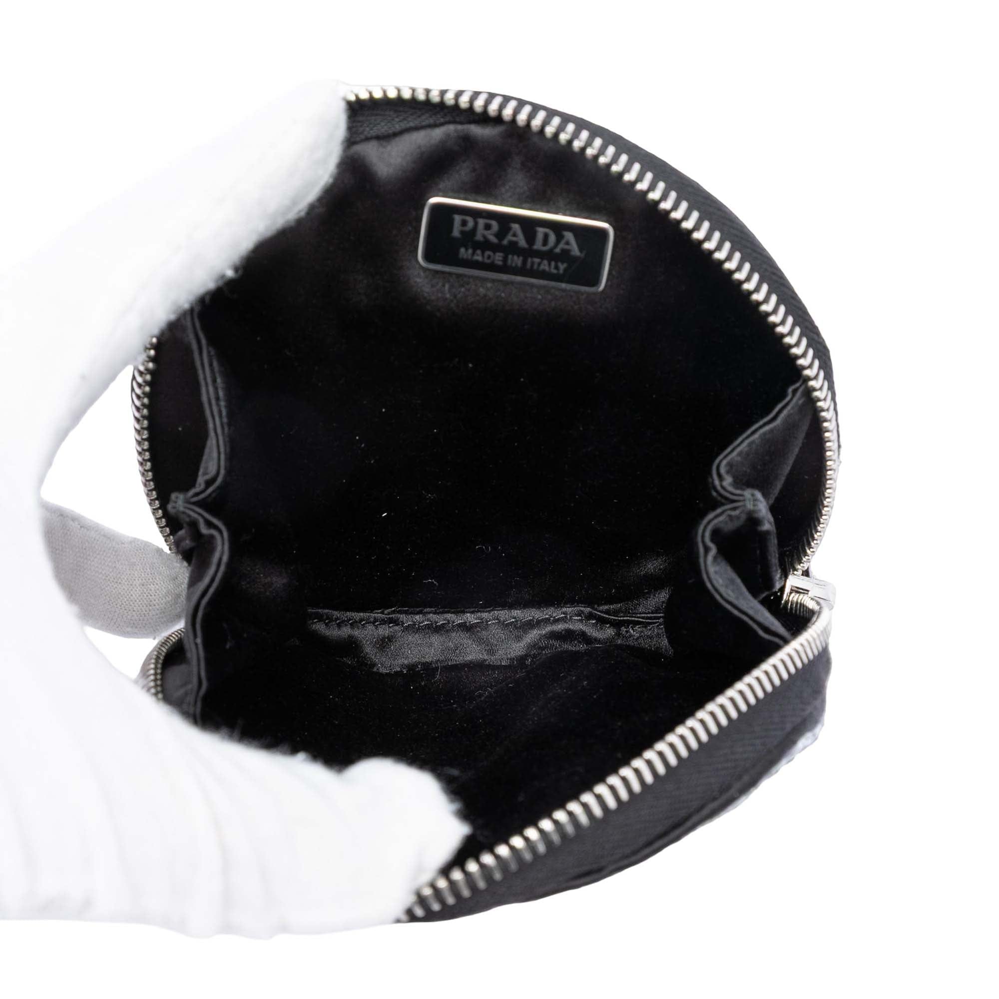 Prada Satin Crystal Round Chain Crossbody