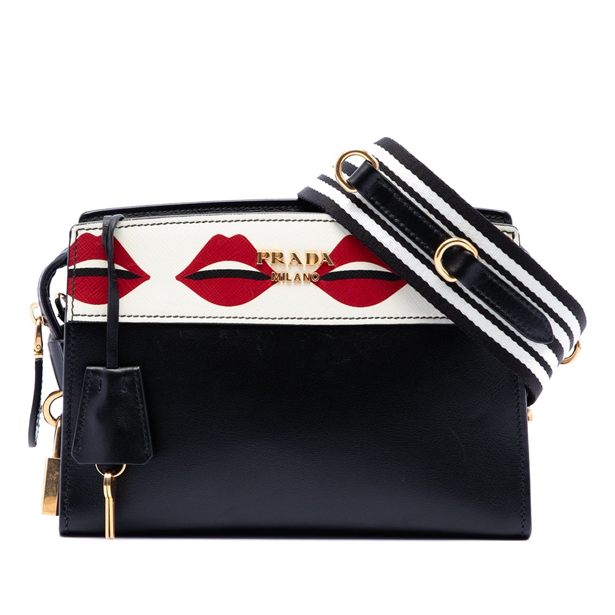Prada City Calf and Saffiano Lip Print Esplanade Crossbody