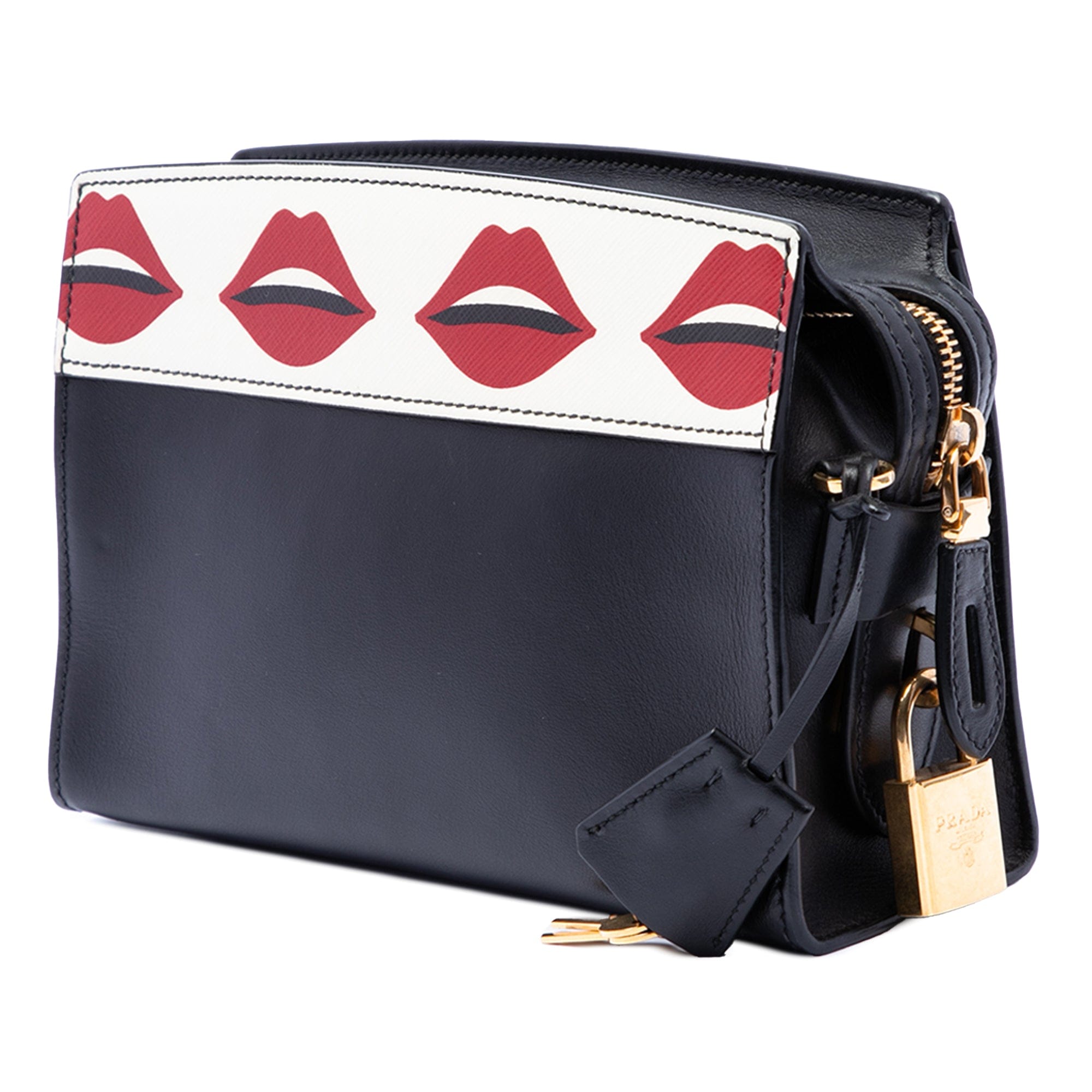 Prada City Calf and Saffiano Lip Print Esplanade Crossbody