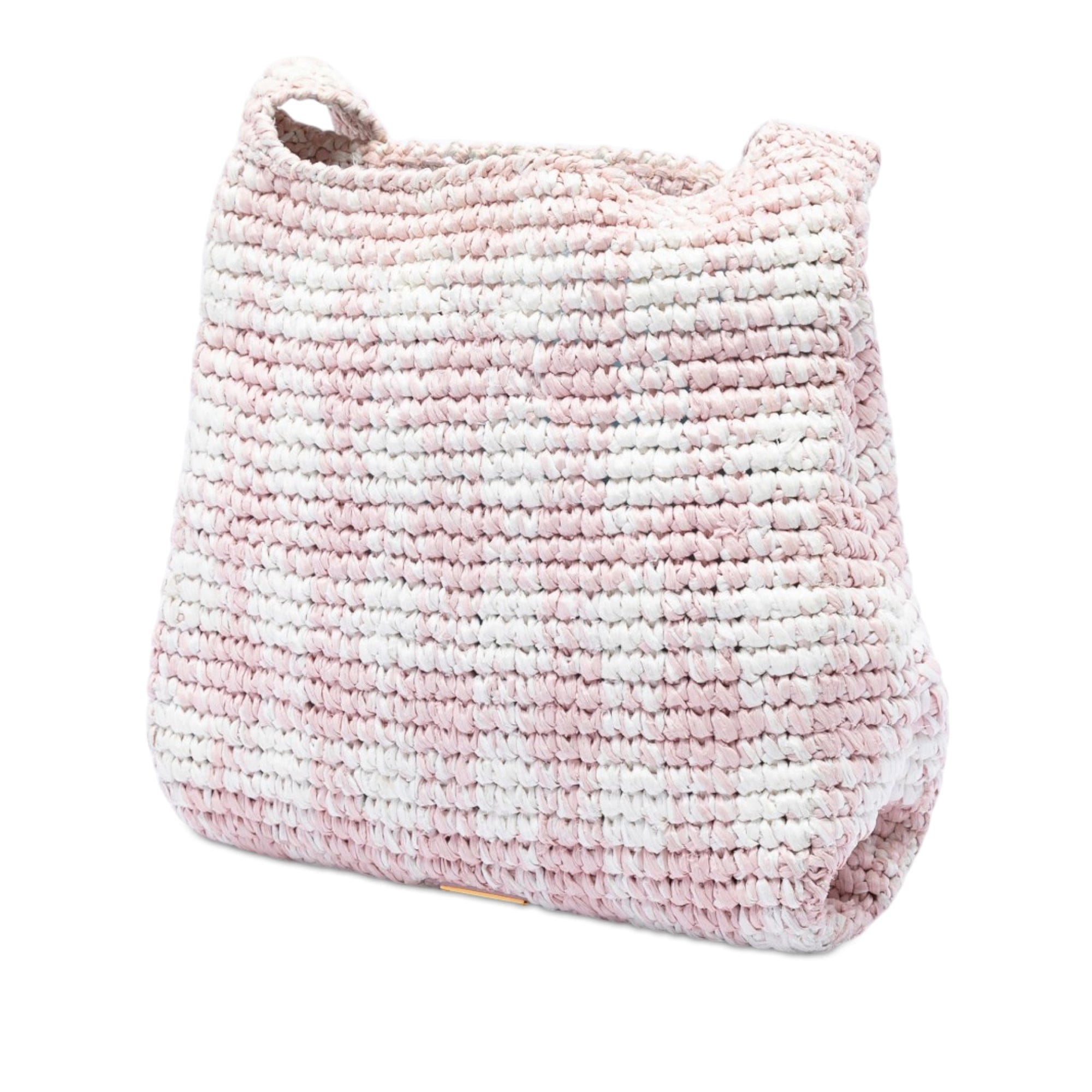 Prada Raffia Effect Crochet Embroidered Logo Crossbody