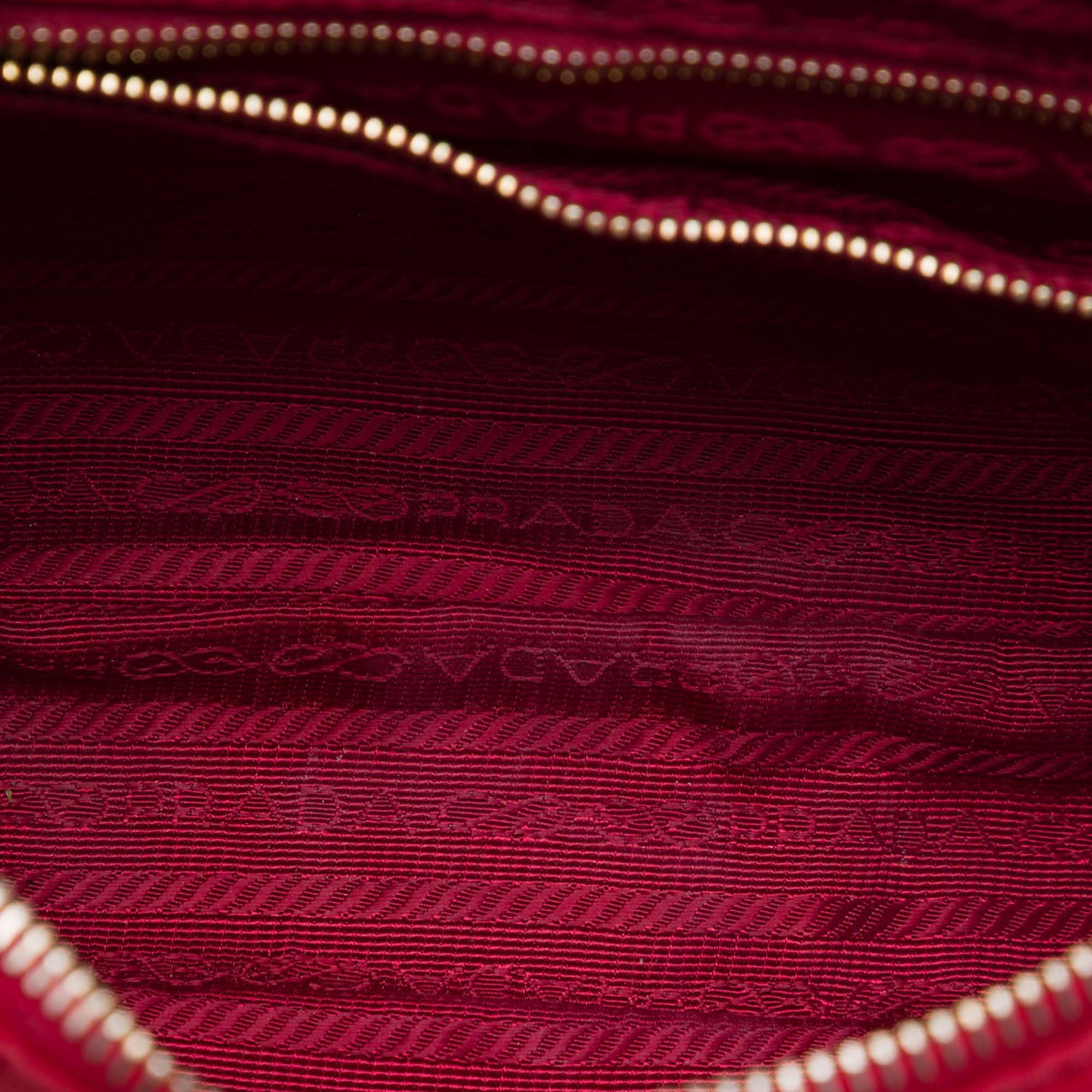 Prada Saffiano Trimmed Tessuto Chain Crossbody