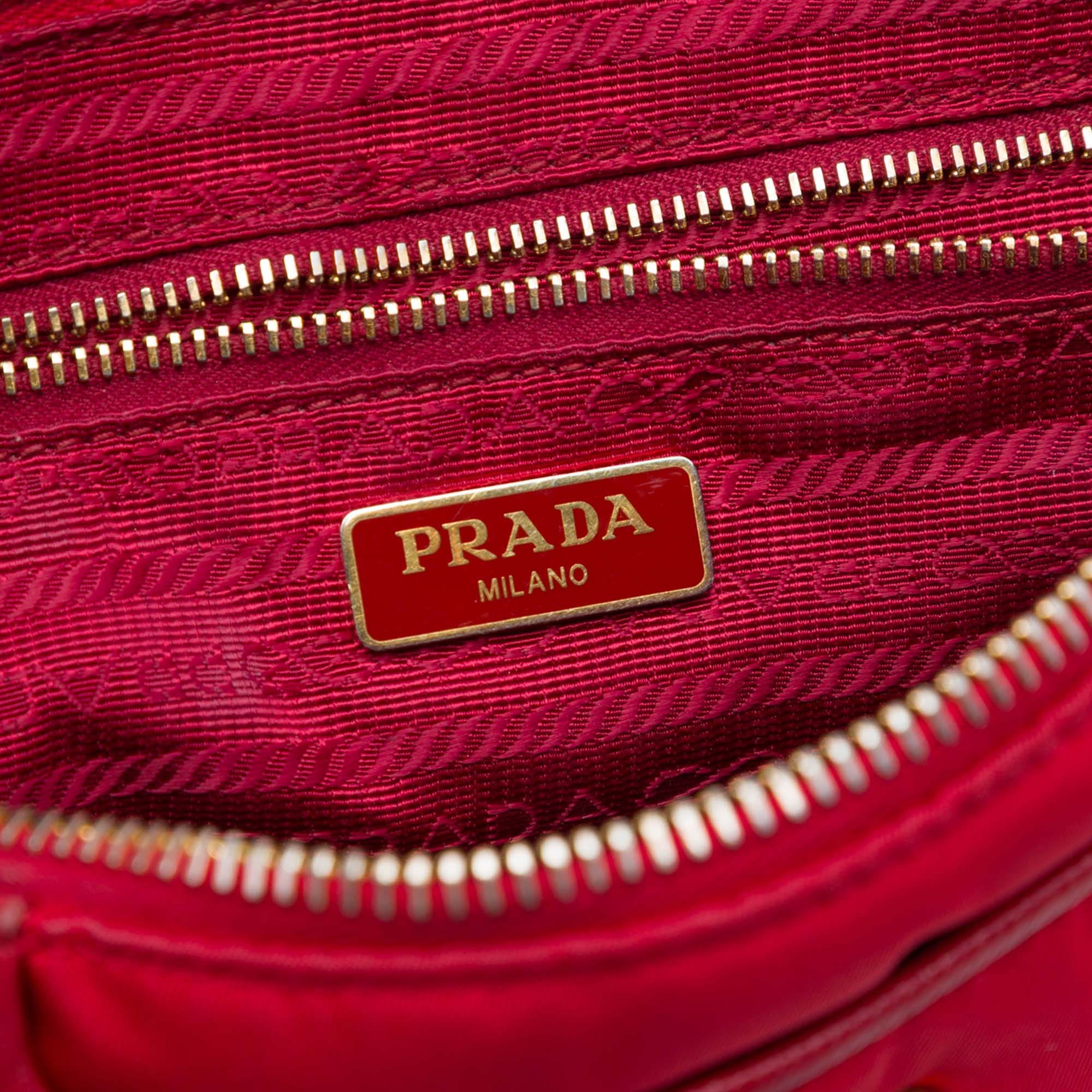 Prada Saffiano Trimmed Tessuto Chain Crossbody