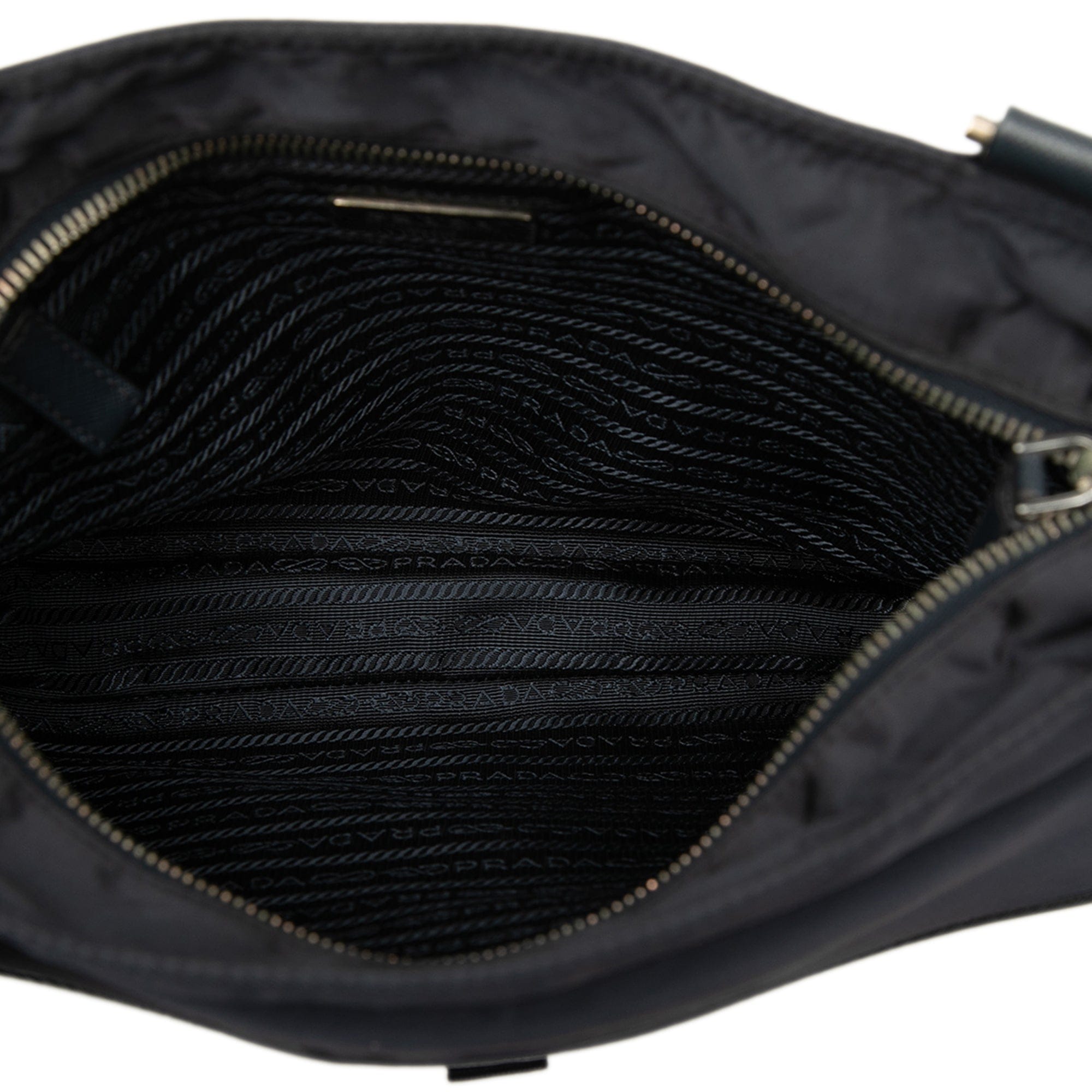 Prada Saffiano Trimmed Tessuto Zip Top Crossbody