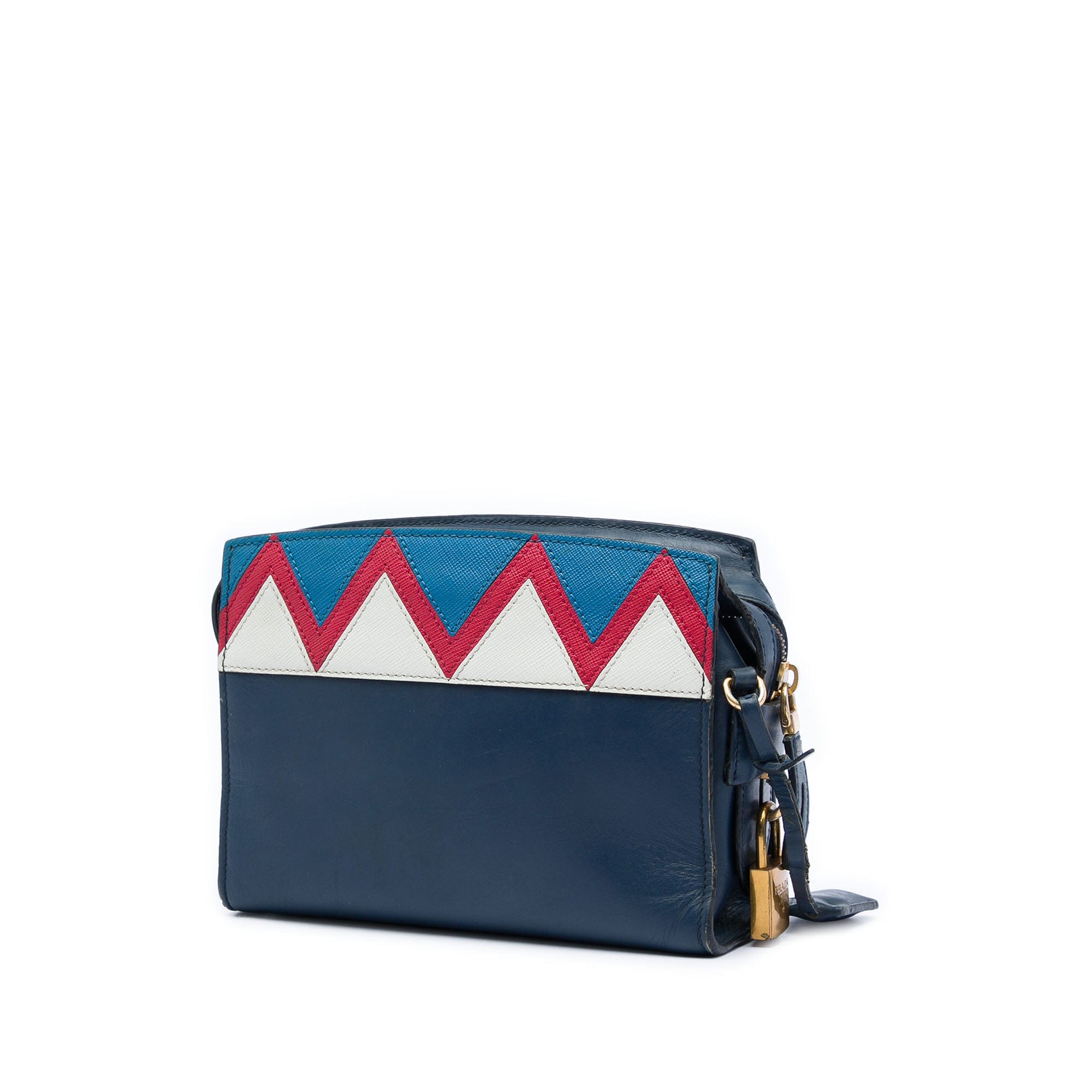 Prada Medium Saffiano Trimmed City Calf Greca Esplanade Crossbody