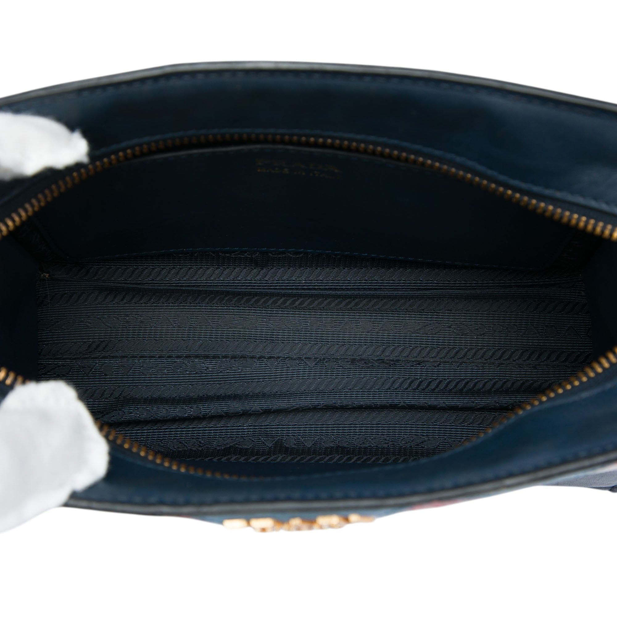 Prada Medium Saffiano Trimmed City Calf Greca Esplanade Crossbody
