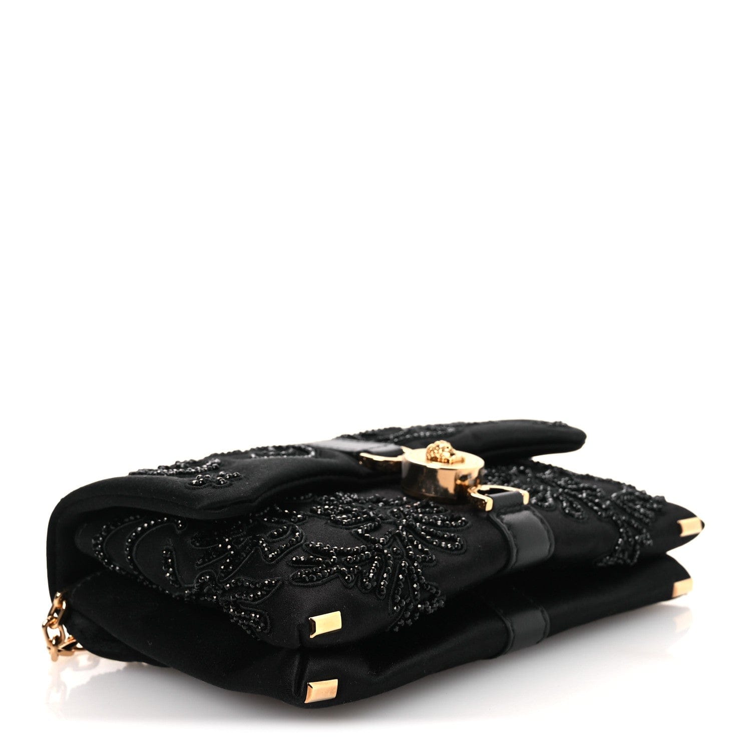 Versace Satin Crystal Mini Kleio Crossbody Bag Black