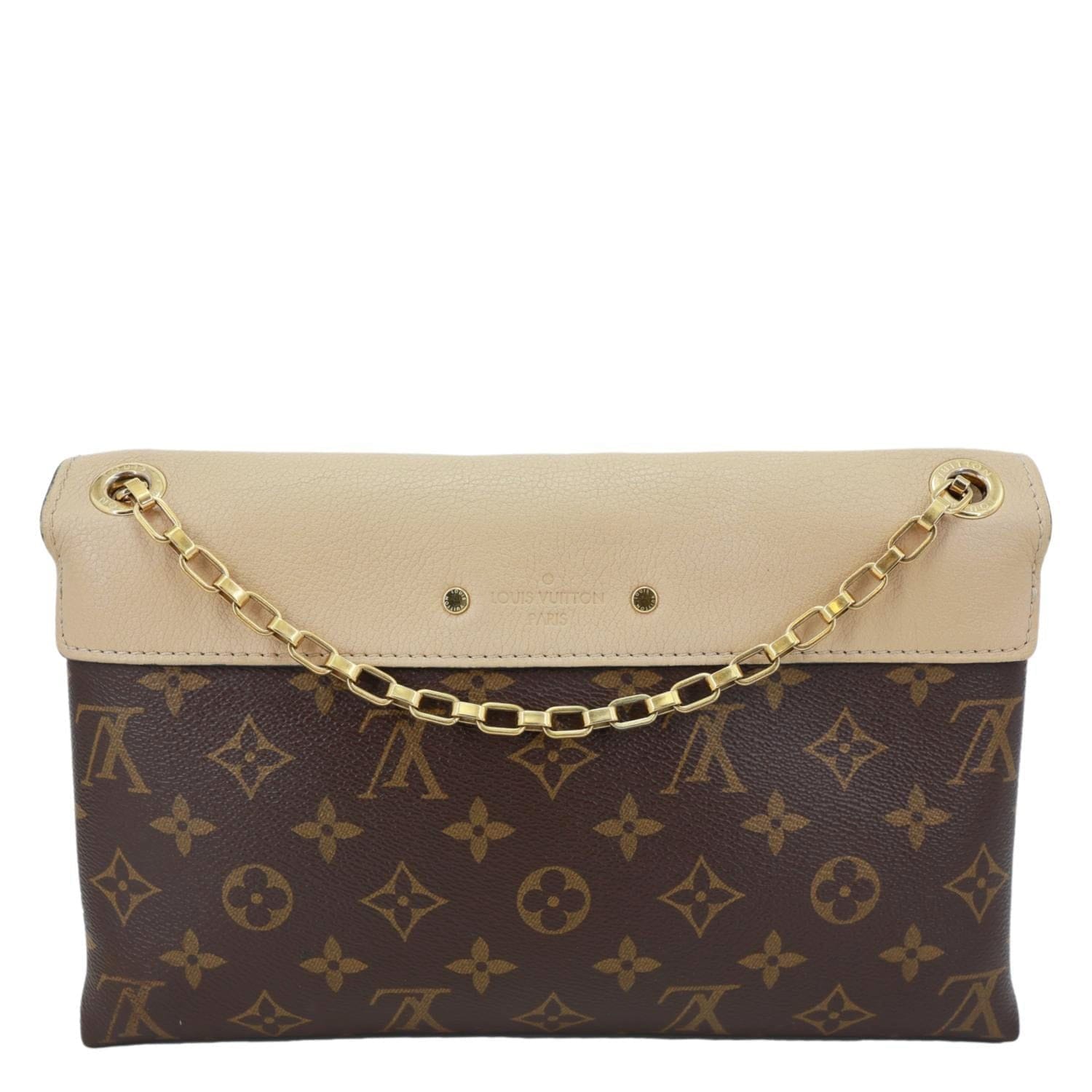 LOUIS VUITTON Pallas Monogram Canvas Chain Crossbody Bag Brown