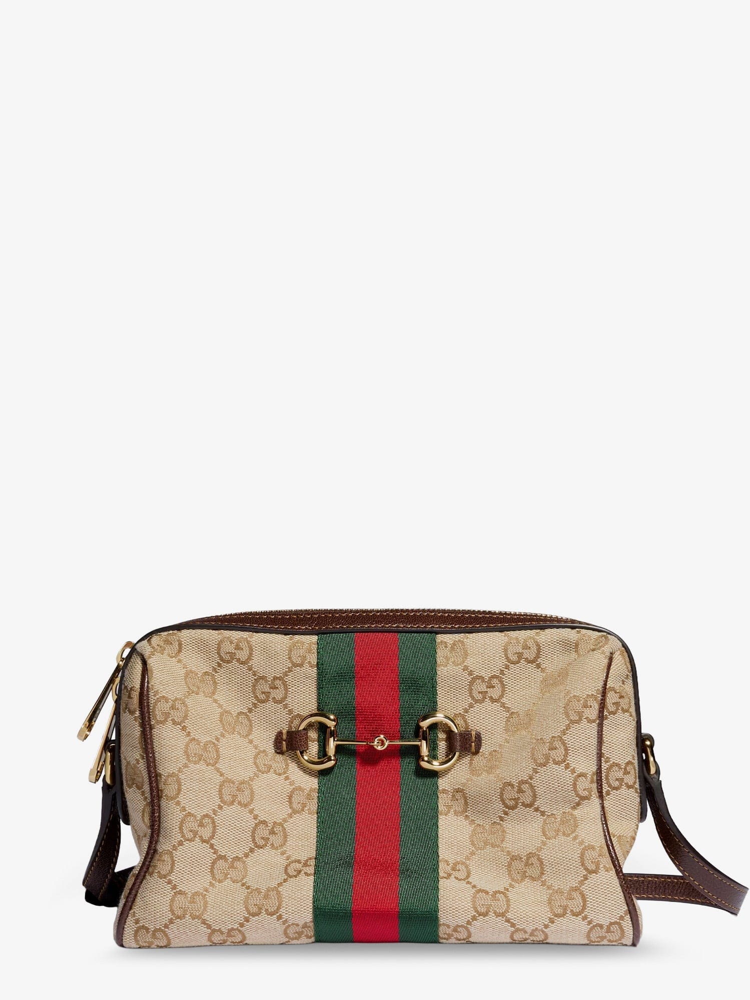 Gucci Women Camera Bag Gg Fabric Crossbody Bag With Metal Horsebit