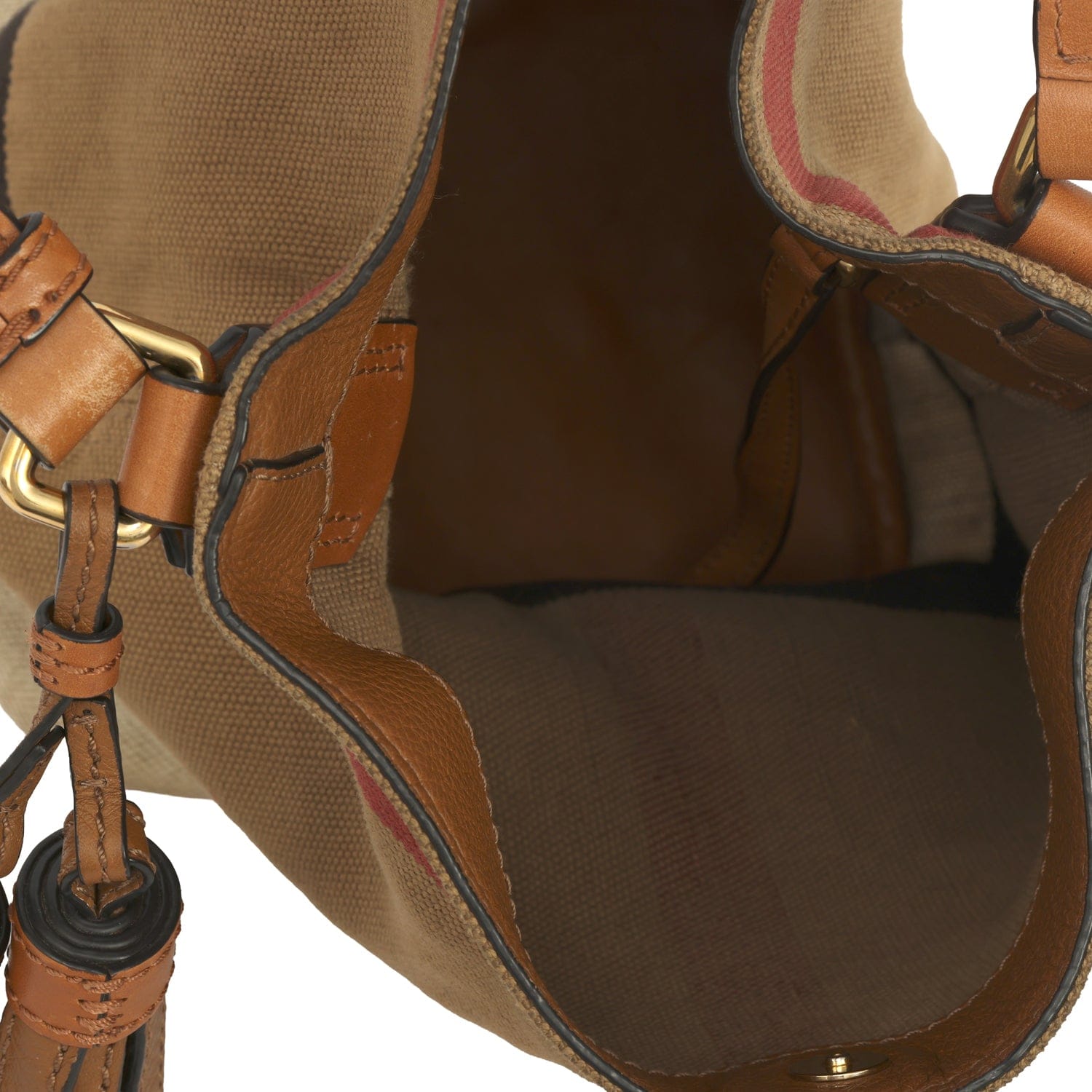 BURBERRY CANVAS MEGA CHECK ASHBY TASSEL CROSSBODY BAG