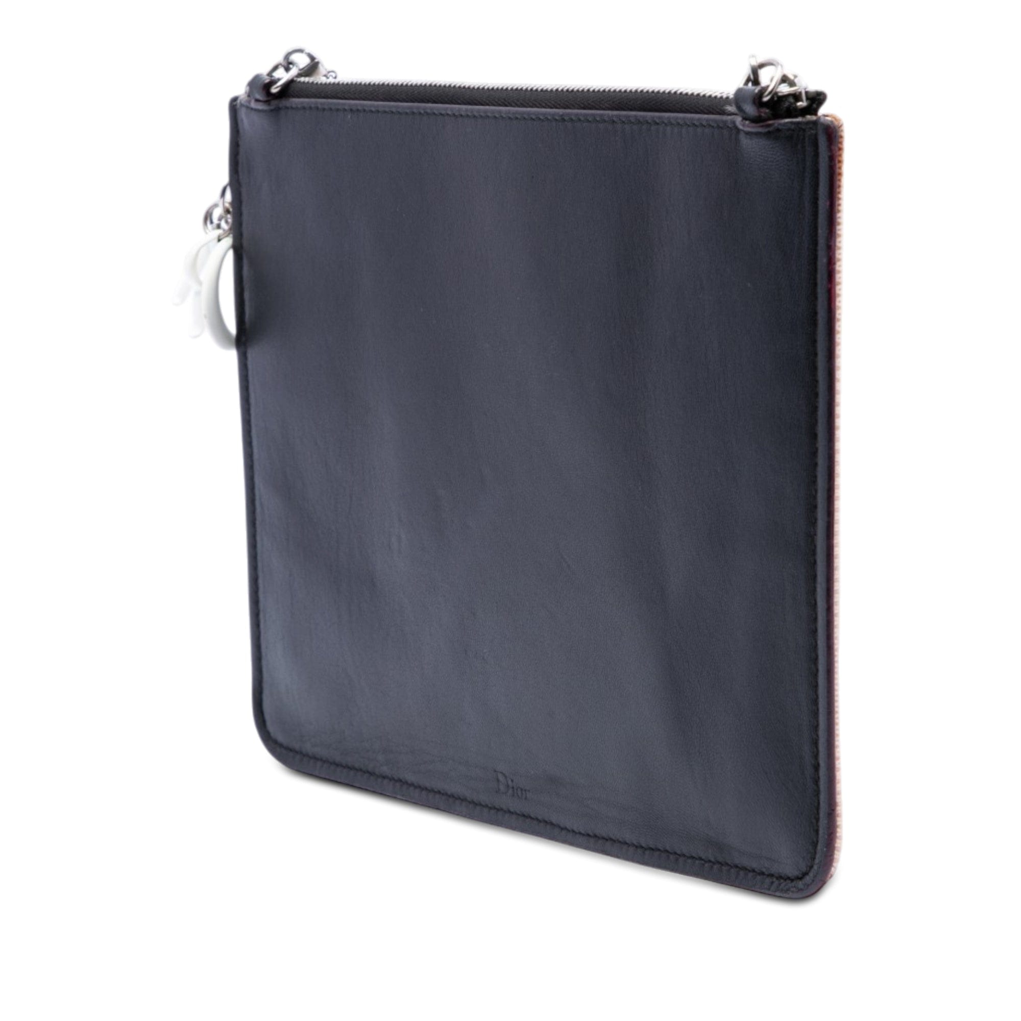 Dior Technical Fabric Mesh Embroidered Flat Stardust Pouch with Chain