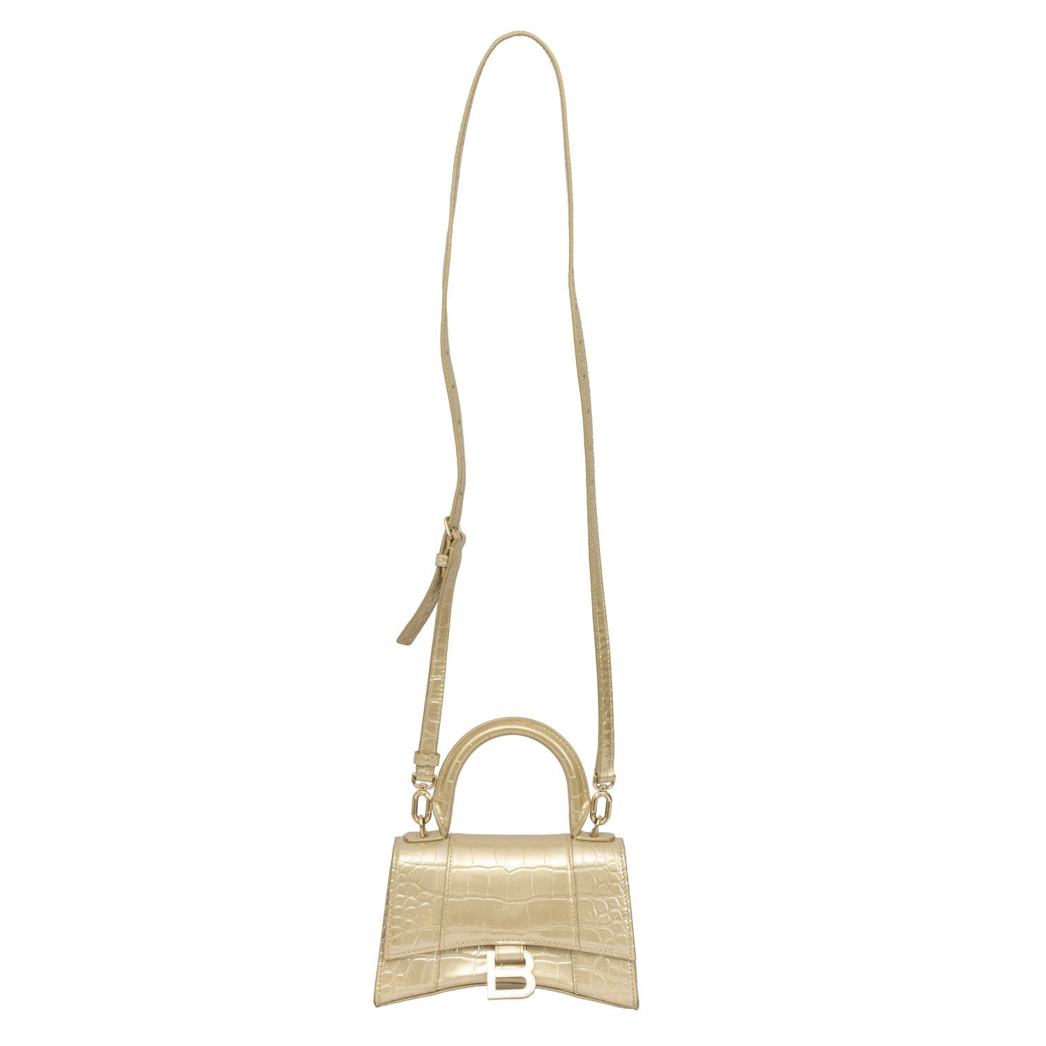 BALENCIAGA METALLIC XS HOURGLASS CROSSBODY BAG