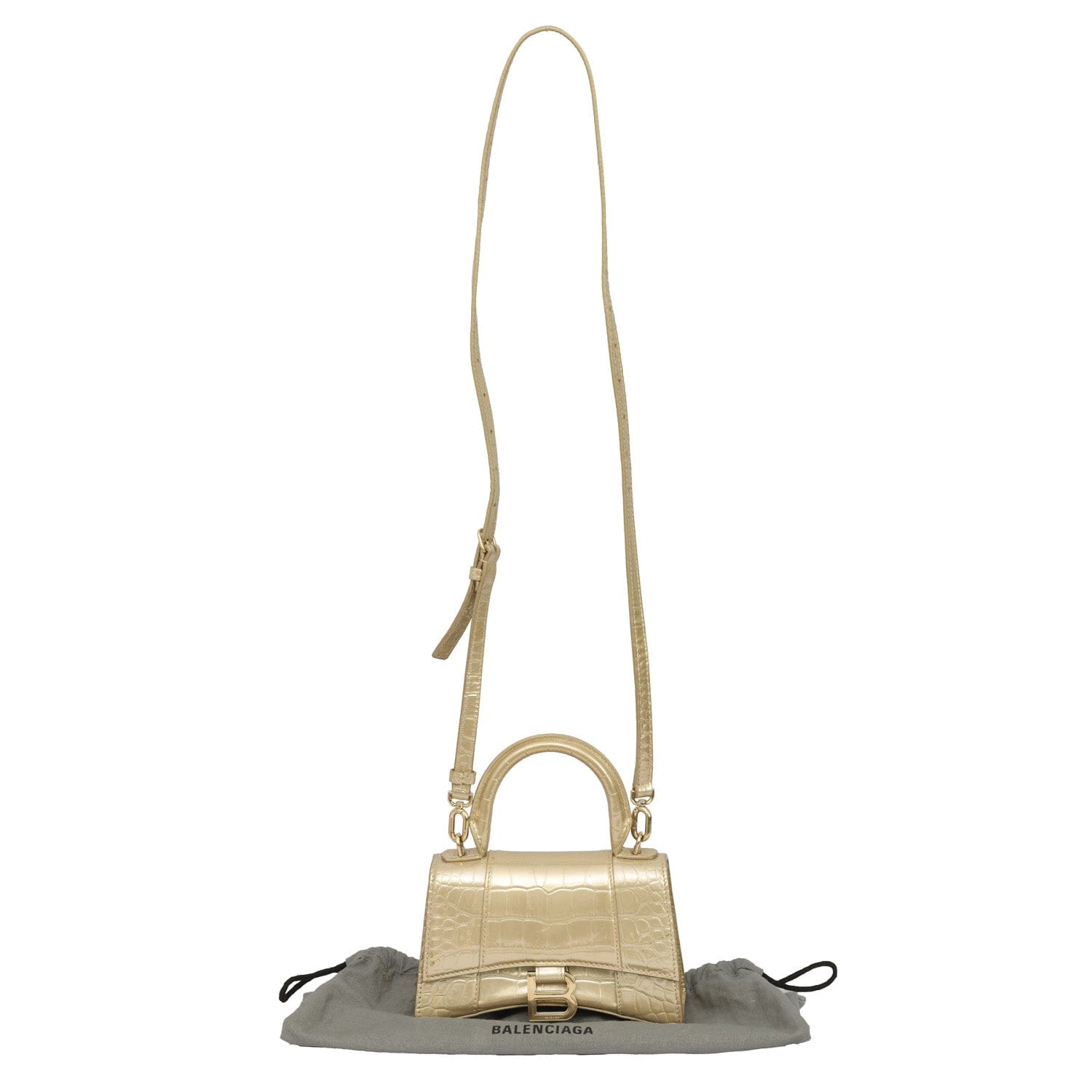 BALENCIAGA METALLIC XS HOURGLASS CROSSBODY BAG