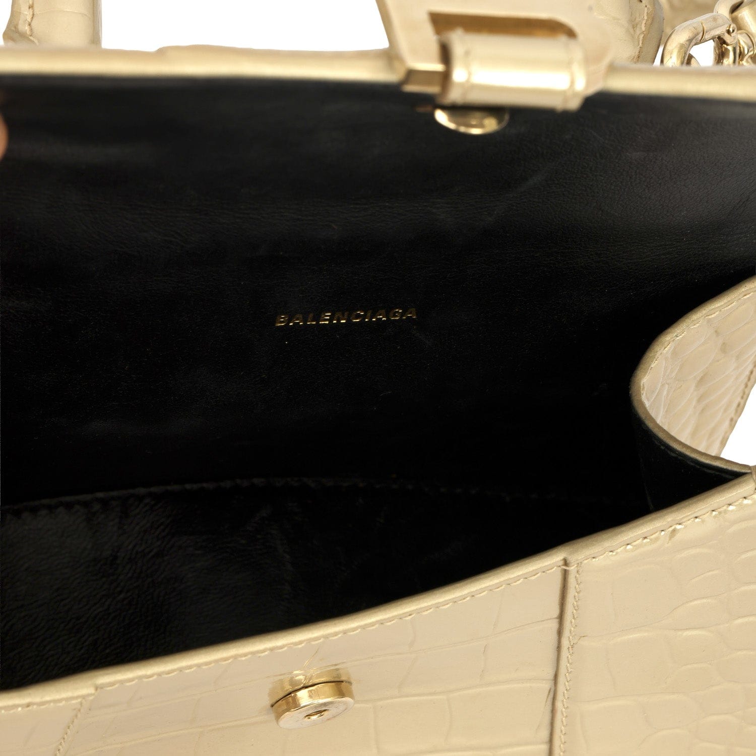 BALENCIAGA METALLIC XS HOURGLASS CROSSBODY BAG