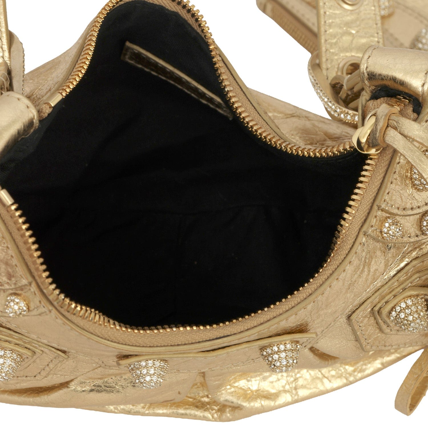 BALENCIAGA METALLIC LEATHER XS LE CAGOLE CROSSBODY BAG