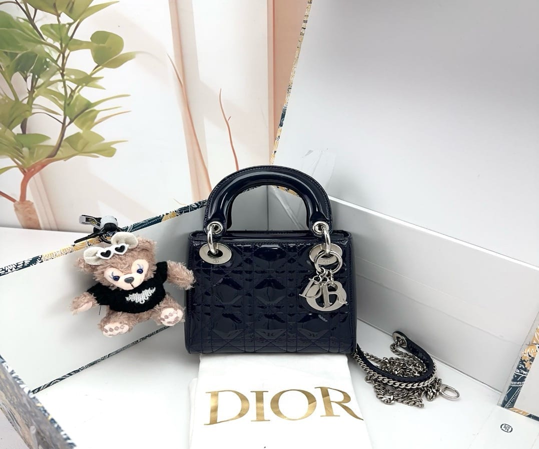 Dior Black Cannage Patent Leather Lady Dior Micro Bag 20291225