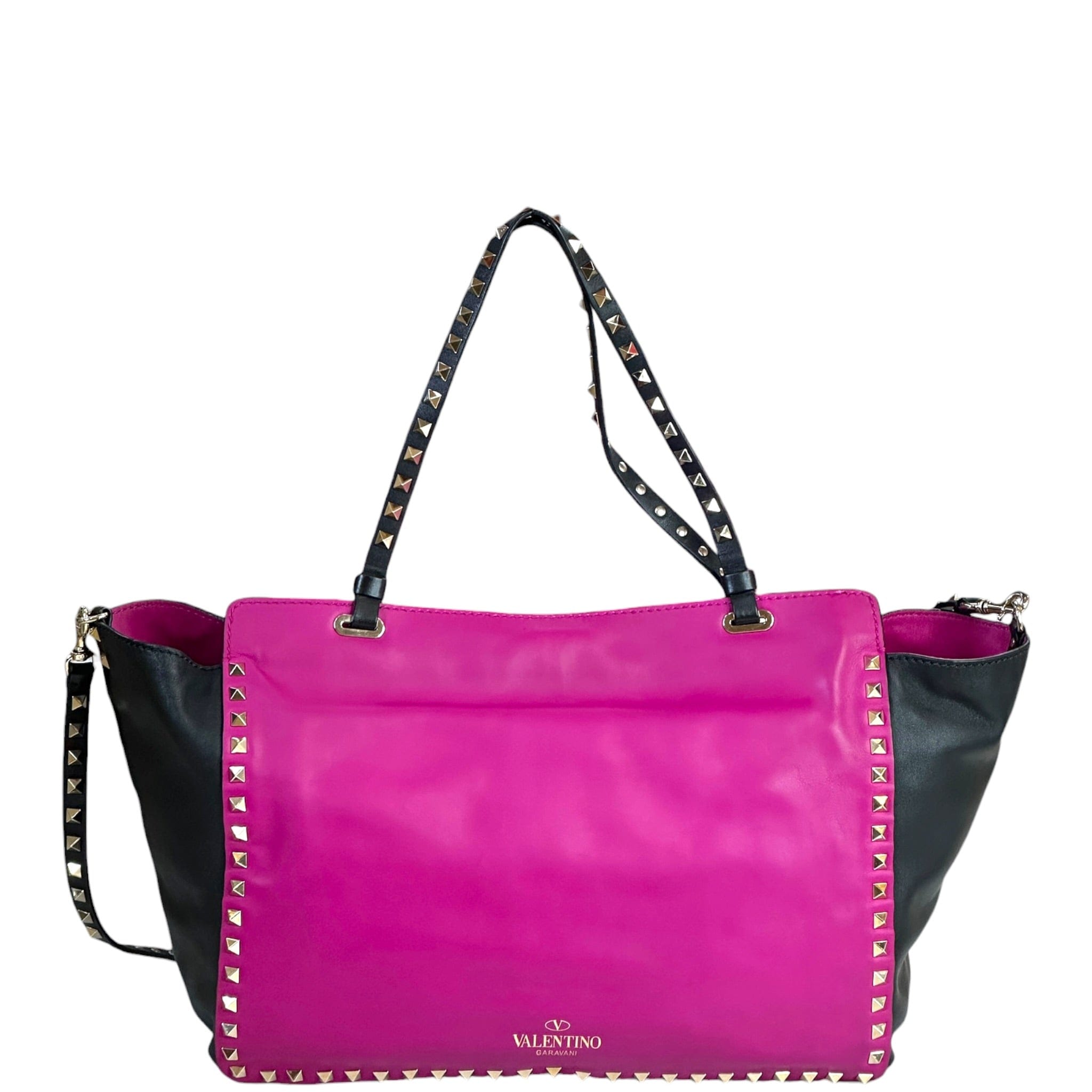 Valentino Garavani Rockstud Tote Purple Black Leather