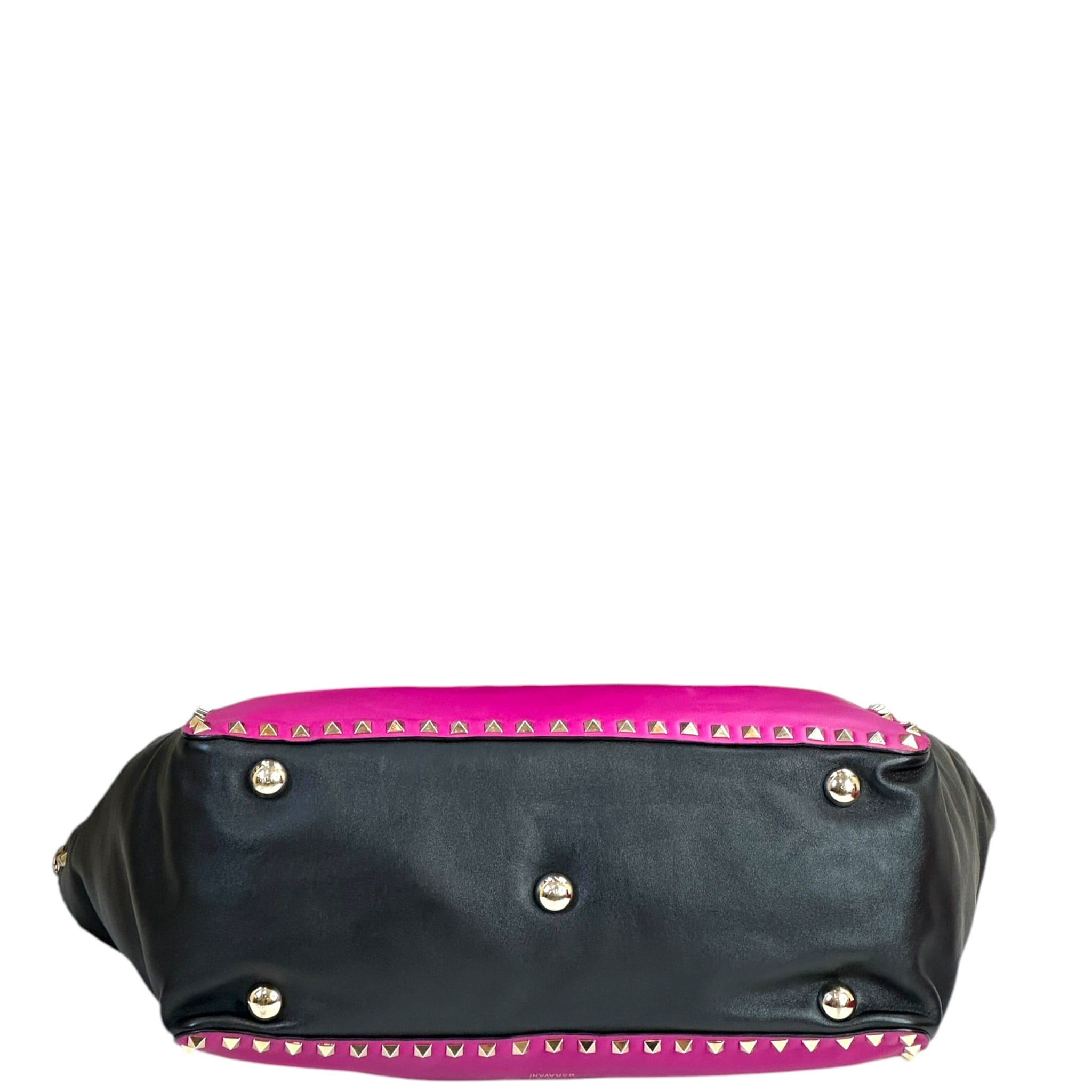 Valentino Garavani Rockstud Tote Purple Black Leather