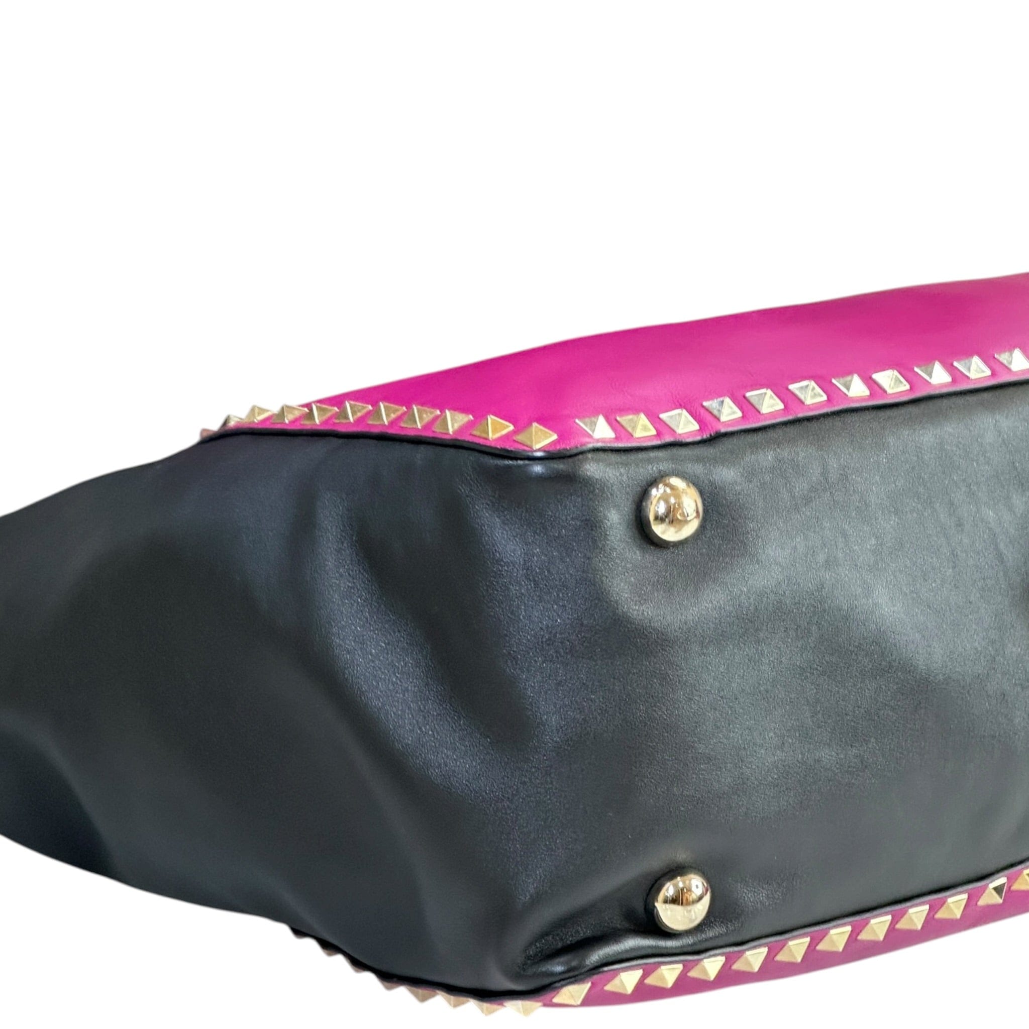 Valentino Garavani Rockstud Tote Purple Black Leather