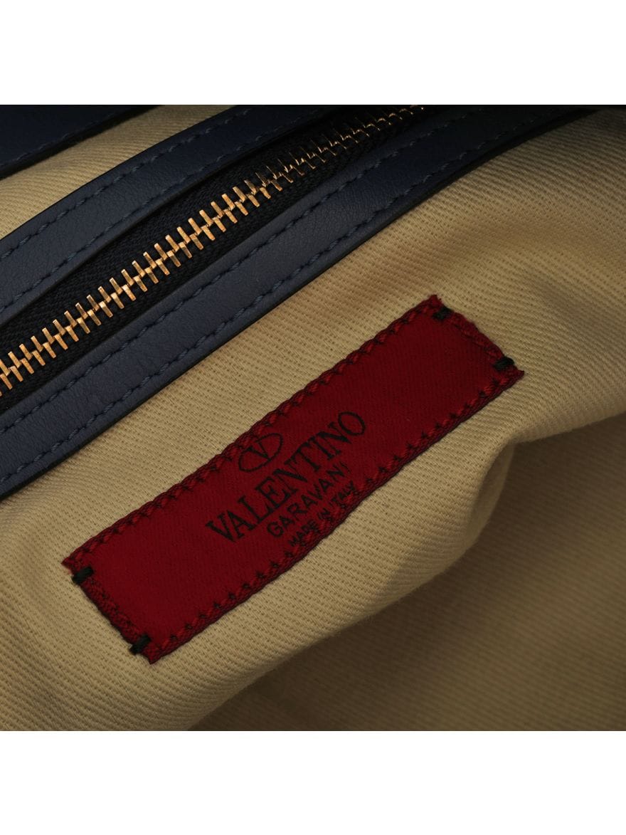 Valentino Garavani Blue Leather Chain Tote Bag One Size