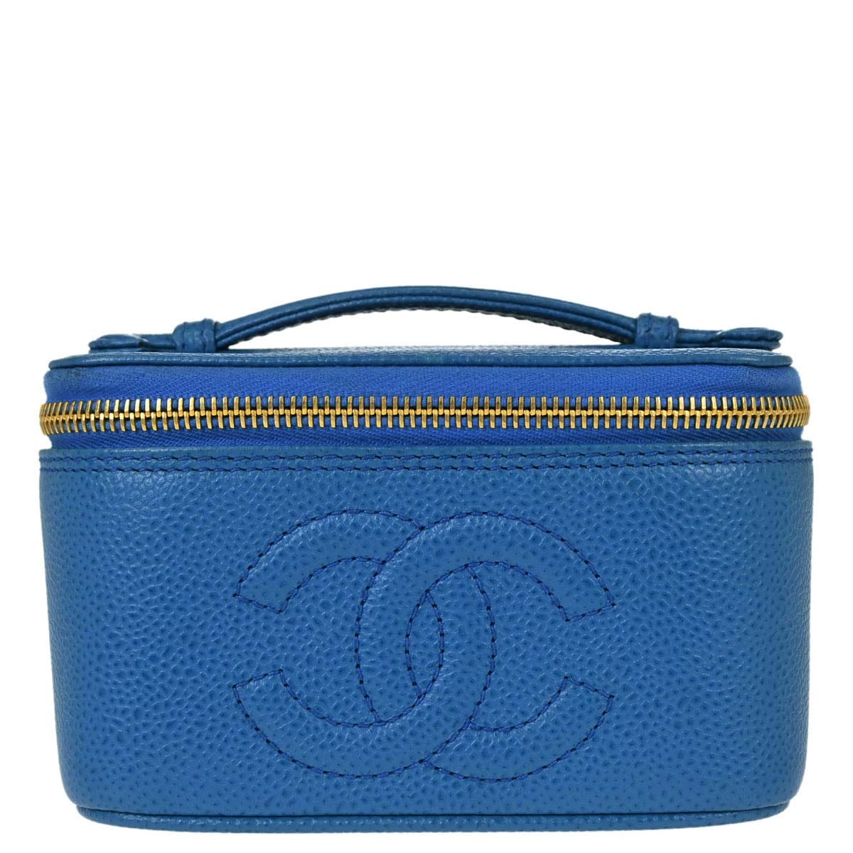 Chanel 1997 - 1999 Blue Caviar Skin Timeless Vanity Handbag
